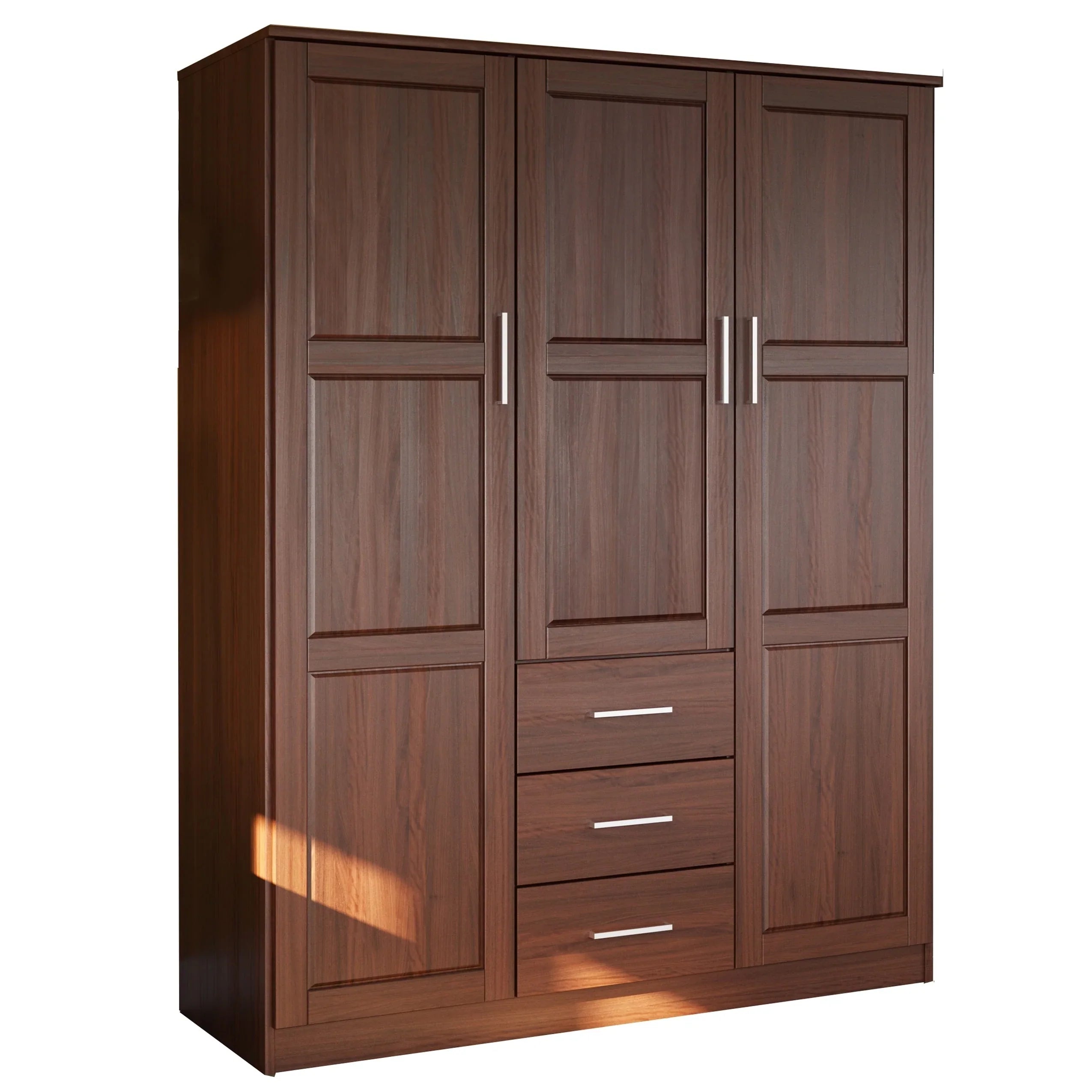 Palace Imports 100% Solid Wood Cosmo 3-Door Wardrobe Armoire with Solid Wood or Mirrored Doors – Image 17
