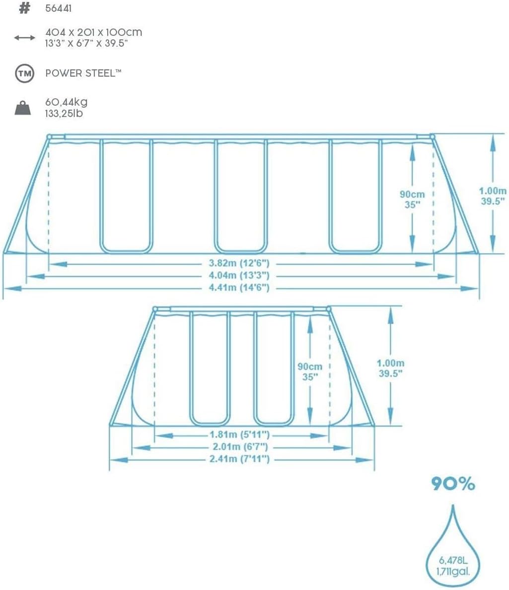 Bestway Power Steel Rectangular Pools, Grey – Image 5