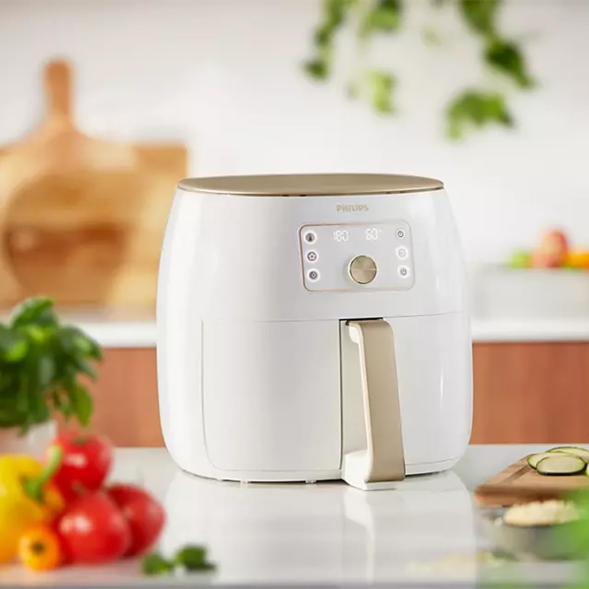 Philips Premium XXL Airfryer sans huile, Smart Sensing, 2225 W, technologie d'élimination des graisses, Rapid Air, 43,3 x 32,1 x 31,5 cm, Plastique, blanc, HD9870/20 – Image 6