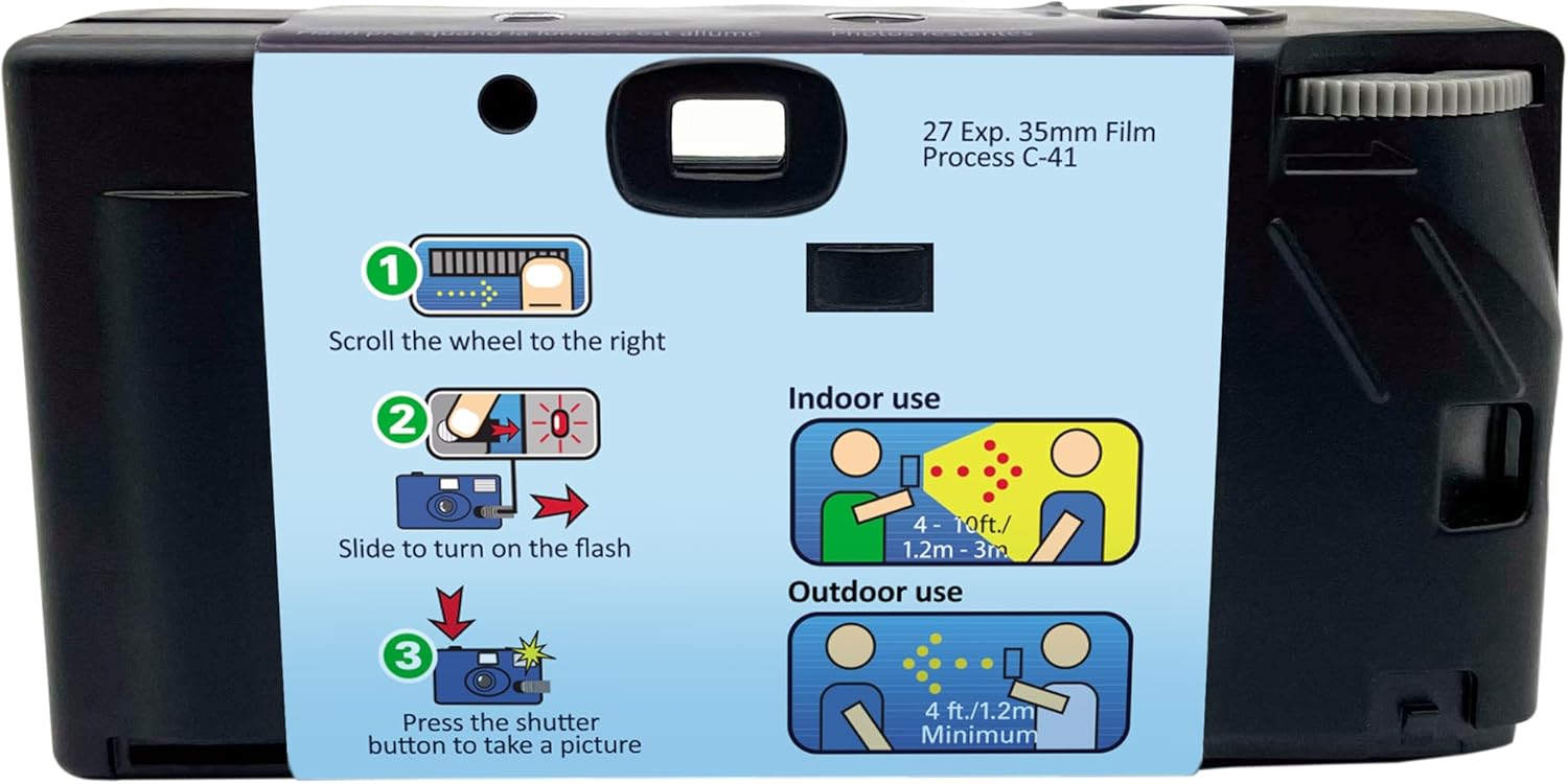 GT PHOTO GT27FL Realishot Flash - Pack de 10 Appareil Photo Jetable 35mm avec Flash, 27 Poses, Idéal pour Événements, Voyages et Souvenirs, Compact, Léger et Facile à Utiliser - Gris – Image 3