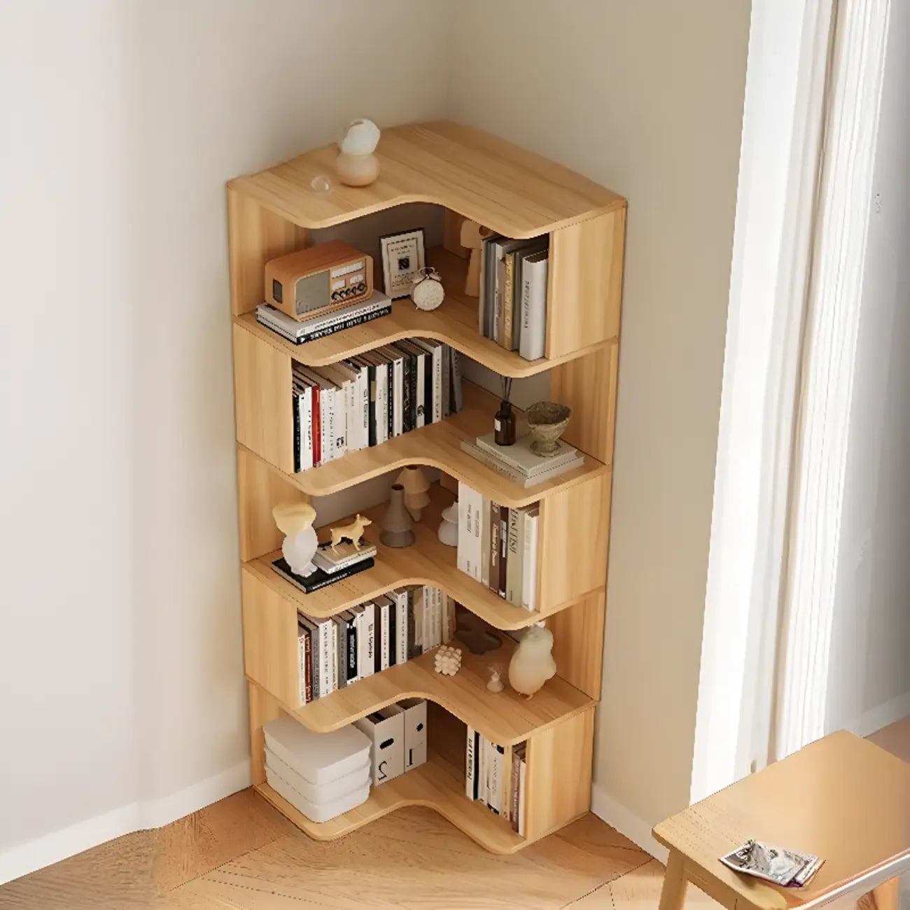 Manufactured Wood Corner Bookshelf with 6 Shelves – Image 16