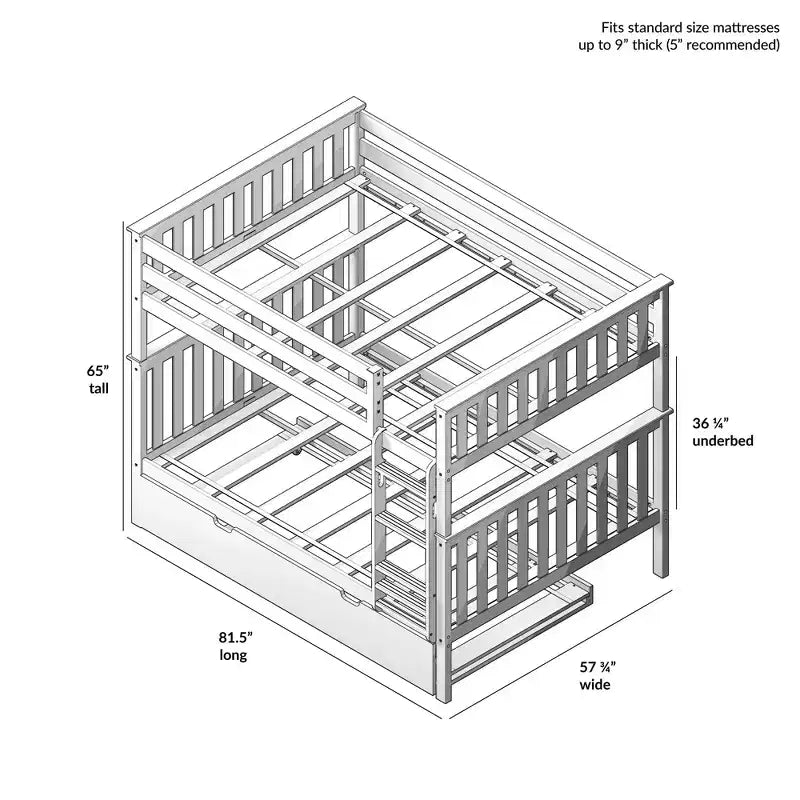 Max & Lily Full over Full Bunk Bed with Trundle Bed – Image 4
