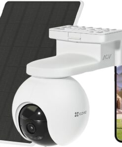 EZVIZ 4K(8MP) Caméra Surveillance WiFi Extérieure sans Fil + 5W Panneau Solaire, Détection de Personnes/Véhicules, Caméra Solaire Extérieure 360°, Mode AOV, Défense Active, CB8 Pro 4K Kit