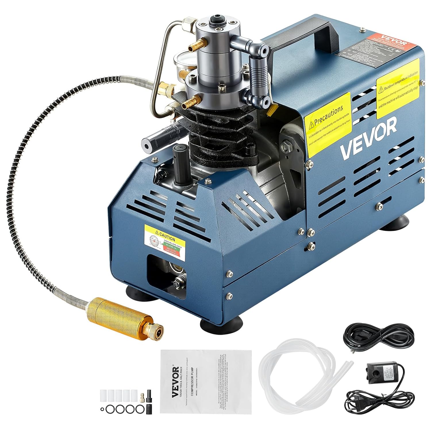 VEVOR Compresseur Haute Pression 300BAR 30MPA 4500PSI Compresseur Air PCP 1800W Compresseur Arrêt Automatique Refroidissement par Eau 40-50 L/min 2800 tr/min pour Bouteille Plongée Réservoir Paintball