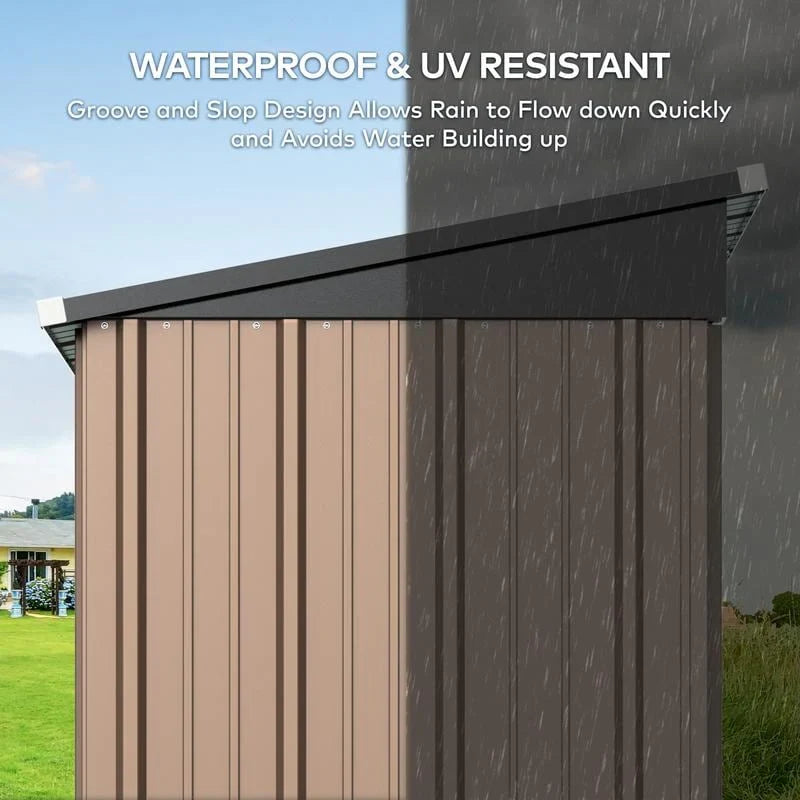 Outdoor Storage Metal Shed Garden Tool Shed with Lockable Door for Patio Furniture and Tools – Image 21