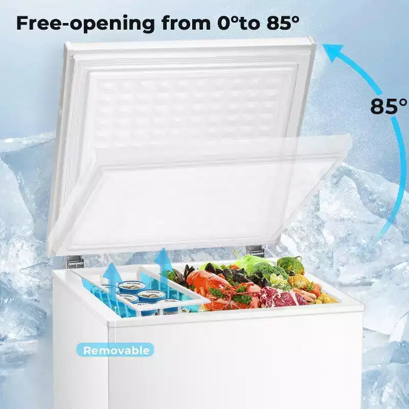 ZAFRO 1.8 Cu.ft Chest Freezer, Compact Deep Freezer with 2 Baskets & Adjustable Temp, Top Open Door for Home, Dorm,Kitchen,Bar – Image 9