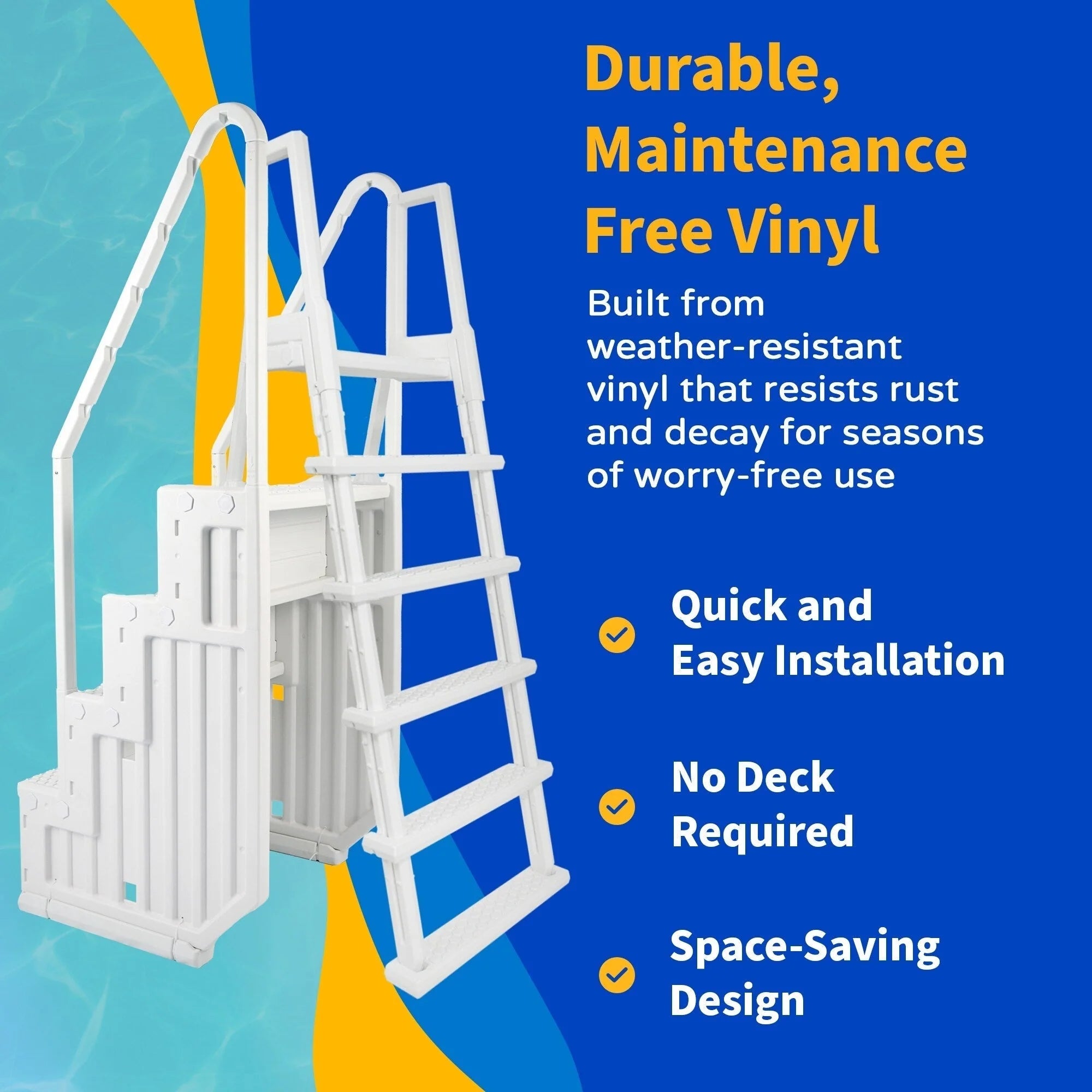 Blue Wave Easy Pool Step With Outside Ladder for Above Ground Pools - 32.5 in. W x 56 in. D x 81 in. H – Image 6