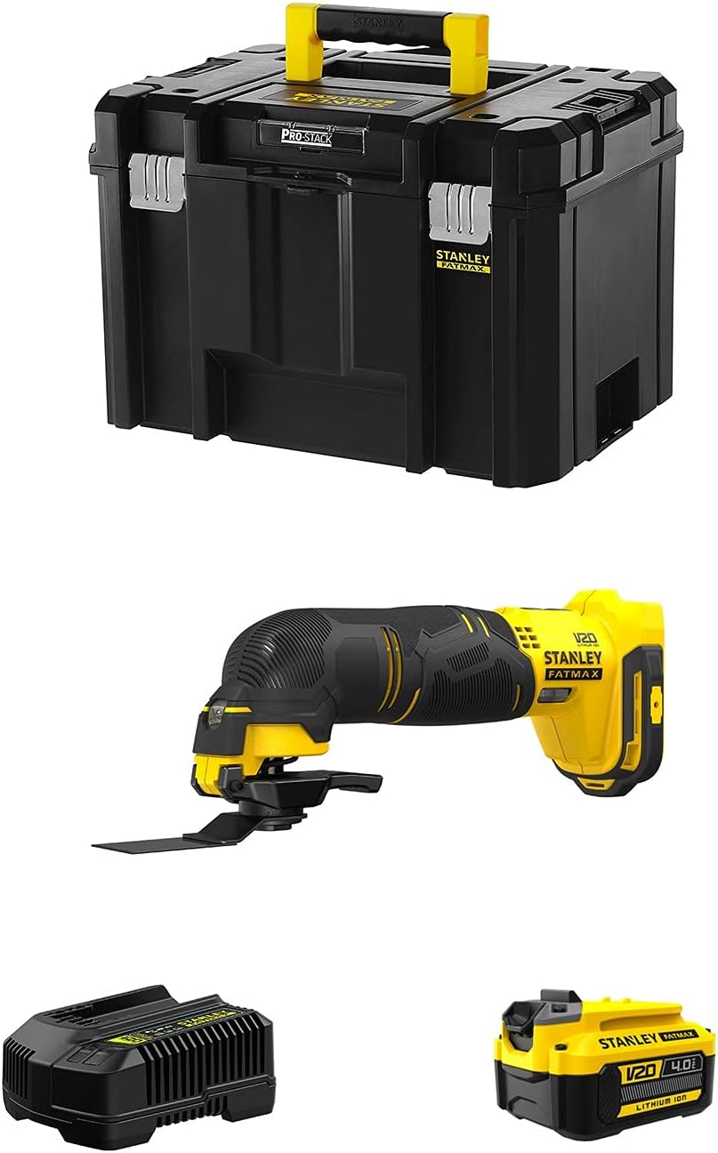 Outil Multifonction STANLEY FatMax SFMCE500M1T (1 Batterie de 4,0 Ah + Chargeur + TSTAK VI)