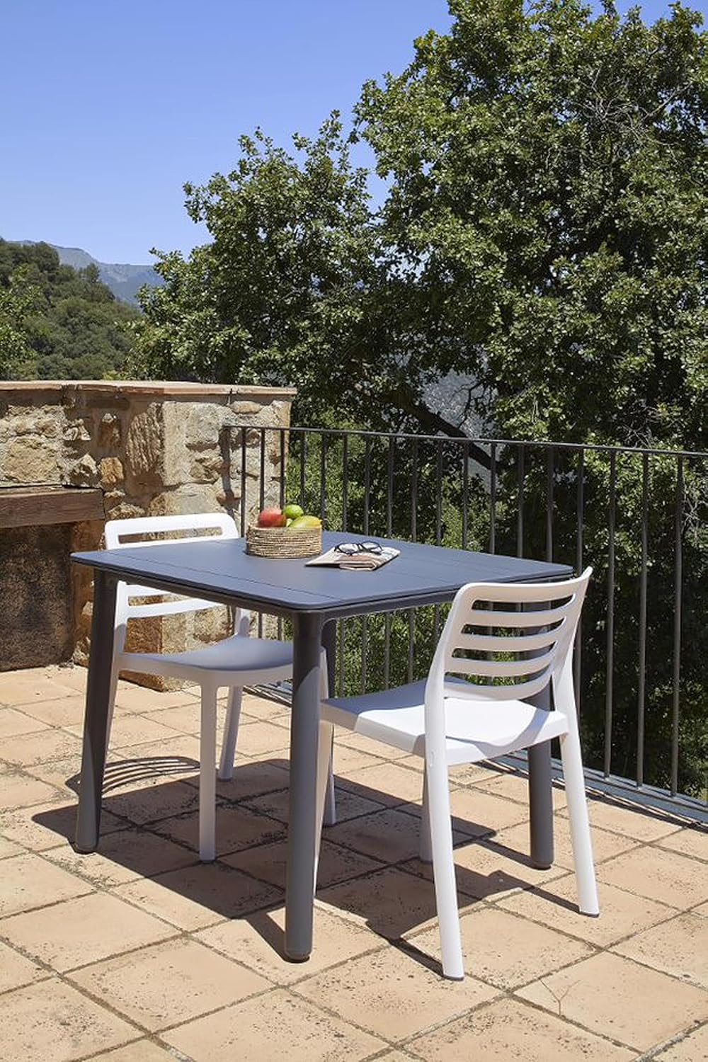 Resol Noa Table carrée Intérieure, Extérieur 90x90 | Jardin, terrasse, Balcon, Salon, Cuisine, Salle à Manger | Design, léger, Polyvalent | 2-4 Personnes | Pied Blanc - Panneau Blanc – Image 5