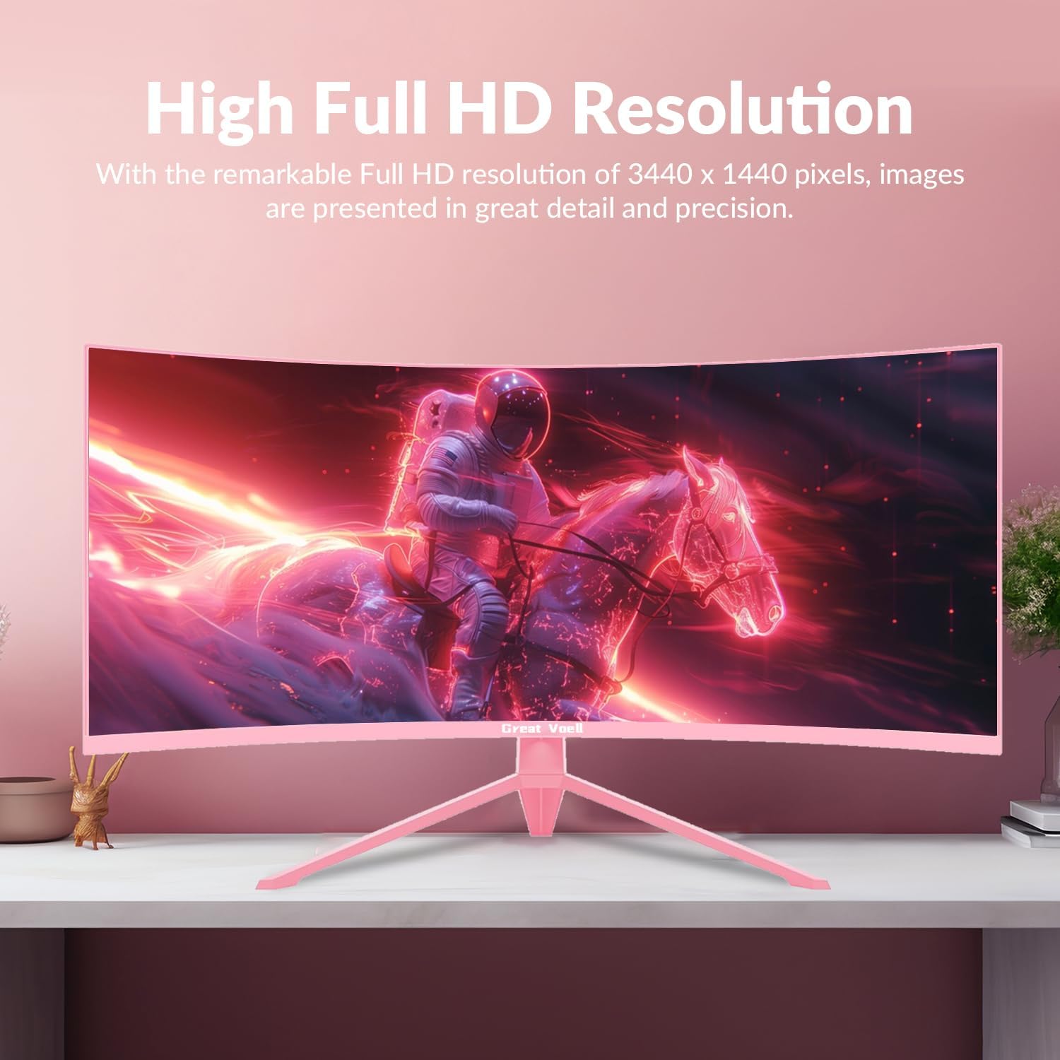Écran Gaming incurvé 34 Pouces - WQHD 3440x1440, 165Hz, 1500R, HDR10, FreeSync, Rapport de Contraste 4000:1, sRGB 127 pour cent, Support VESA 100x100mm - Rose – Image 6