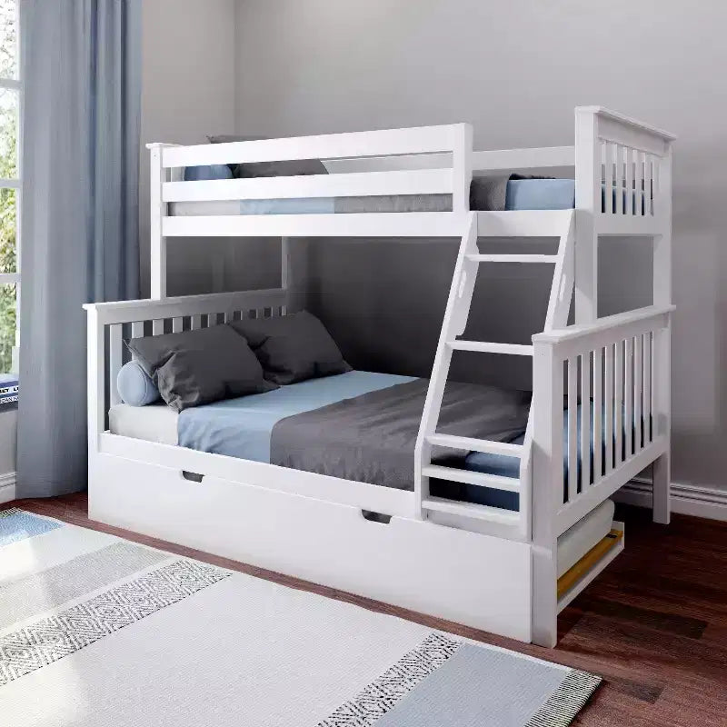 Max & Lily Solid Wood Bunk Bed, Twin over Full with Storage Trundle and Ladder for Kids – Image 30