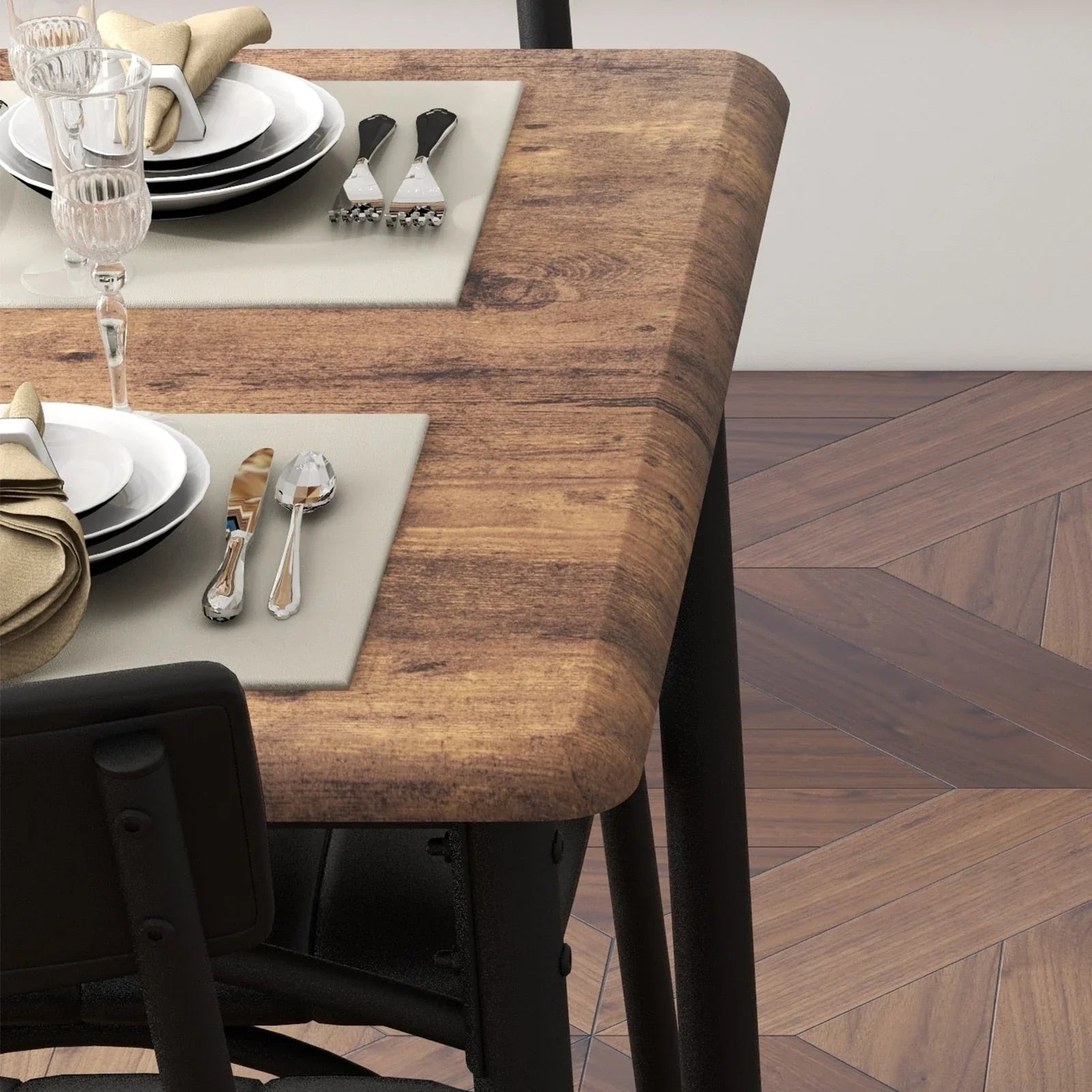 Rectangular Dining Table Set for 4 with Upholstered Chairs – Image 6