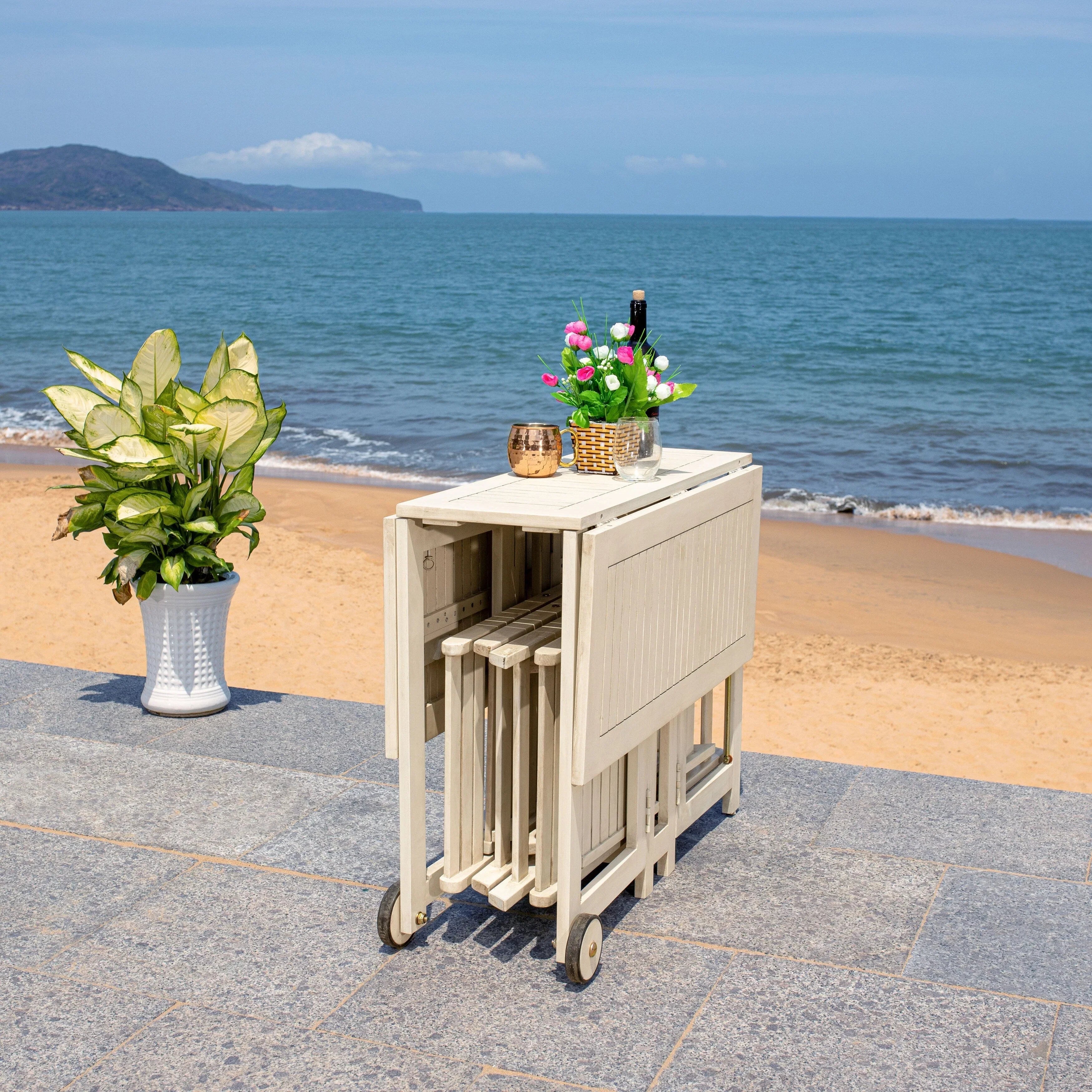 SAFAVIEH Outdoor Brandy 5-Piece Outdoor Dining Table Set - 43Wx35Dx29H – Image 40