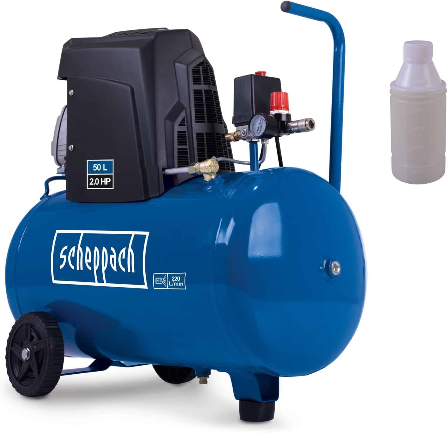 Scheppach Compresseur d’air HC63 – 1500 W – 230 V~ – 10 bar – Capacité de la cuve de 50 L – Débit d’aspiration 220 L/min – 97 dB - idéal pour un usage domestique
