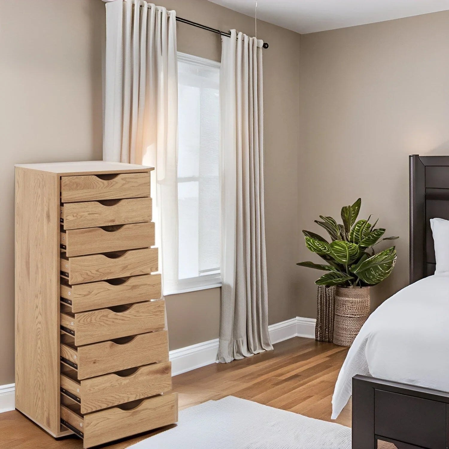 Narrow Wooden 9-Drawer Cabinet with Smooth-Glide Drawers and Top Storage Shelf – Image 25