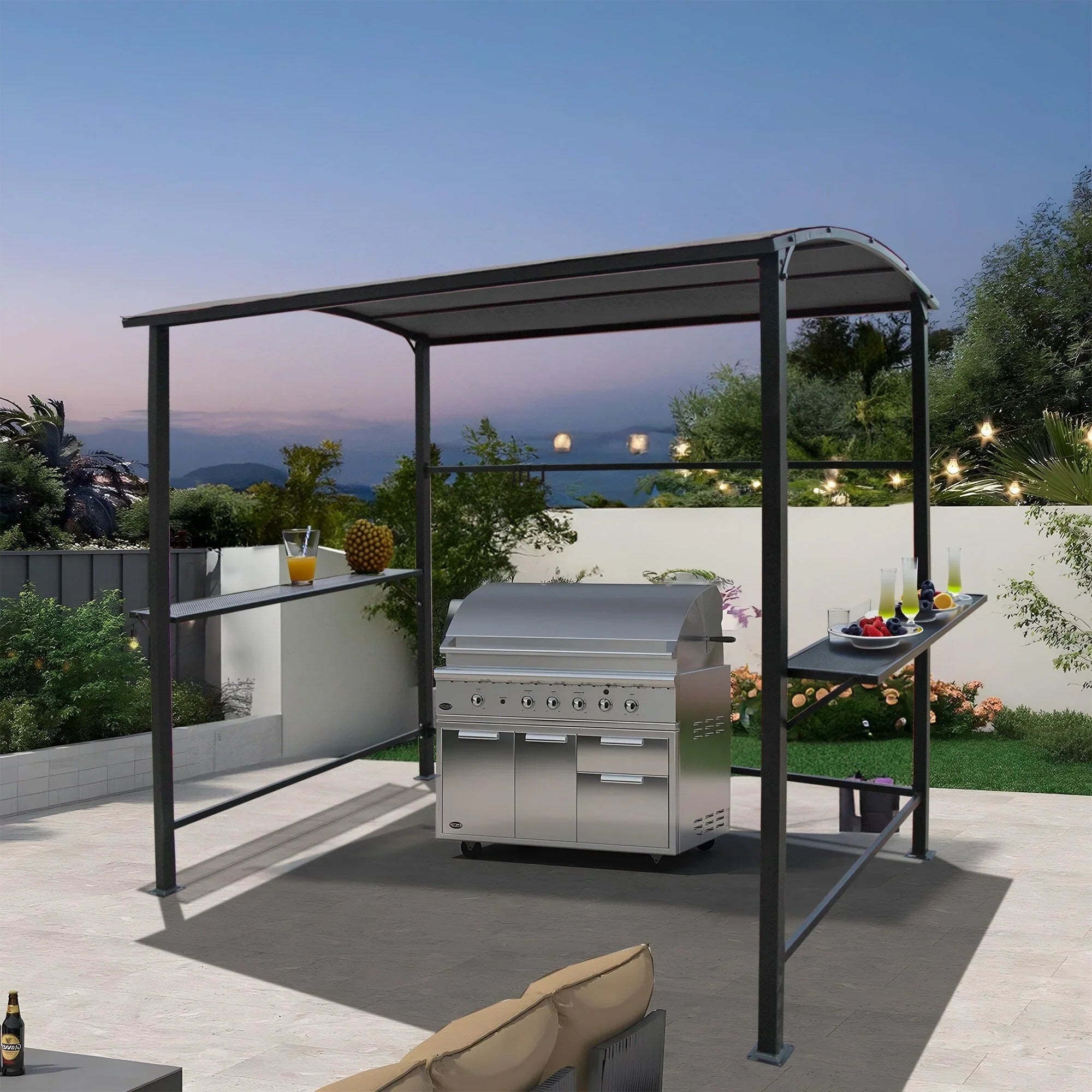 Outdoor 5 ft. x 8 ft. Steel Frame Grill Gazebo Canopy Barbecue Shelter – Image 4