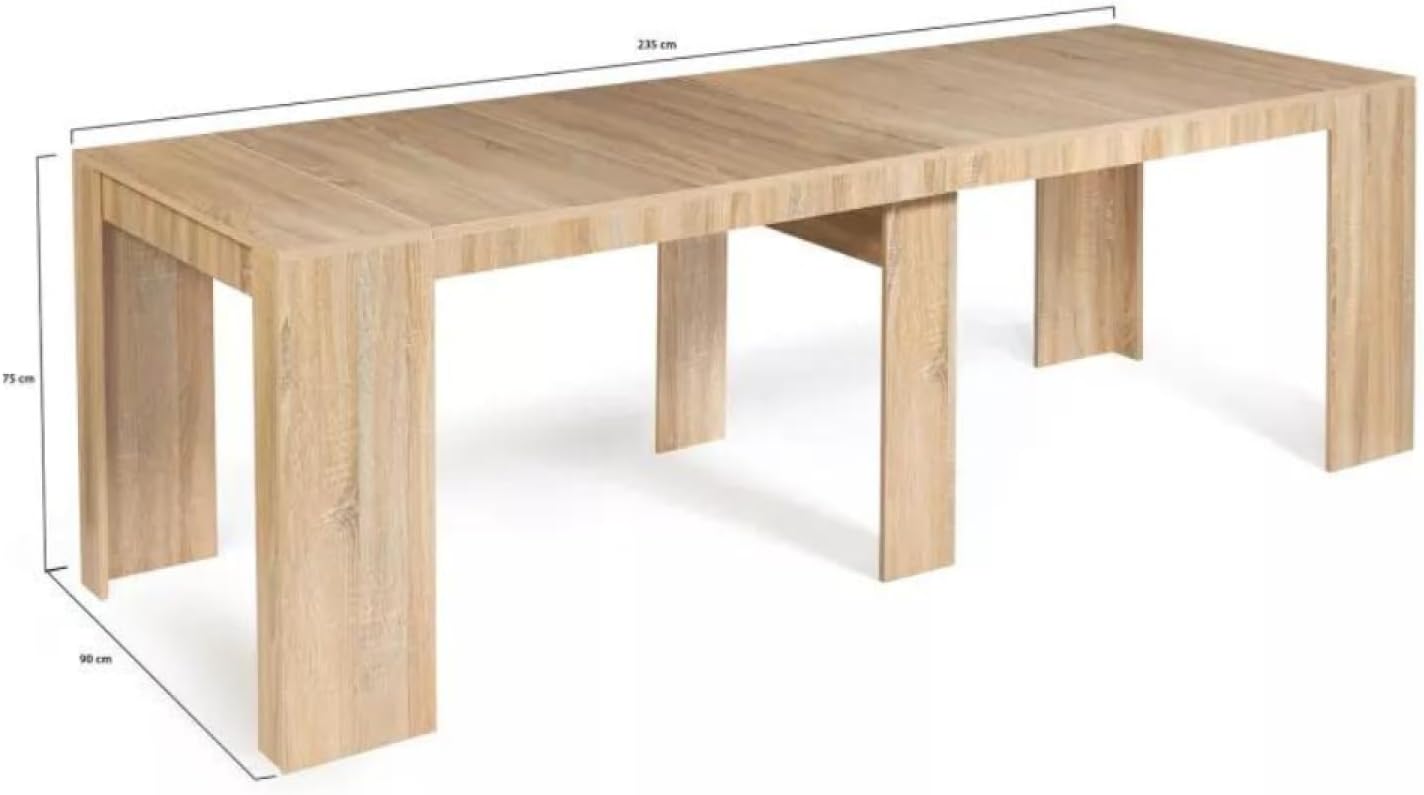 CONCEPT USINE | BELLI - Table Console Extensible en Bois | 2,35 m | Design Moderne | 8 Places avec Extension | Bois Résistant | 75x90x47 cm | Montage Rapide | Parfait pour Salon, Salle à Manger – Image 2
