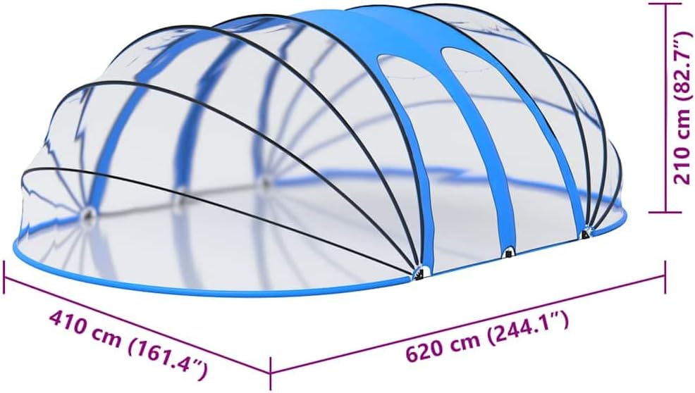 vidaXL Dôme de Piscine Ovale Couverture de Piscine Pavillon de Piscine Tente de Piscine Jardin Extérieur Arrière-Cour 620x410x210 cm – Image 4