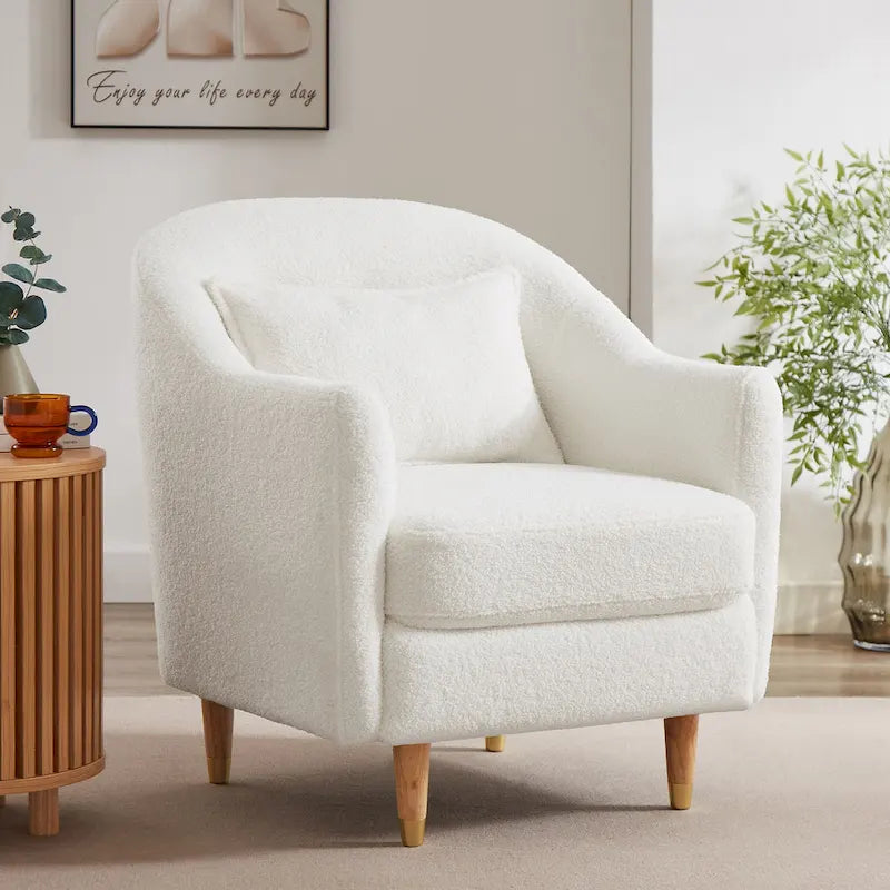 28.34W Set Of 2 Accent Armchair, Velvet Barrel Chair with Solid Wood Legs – Image 32
