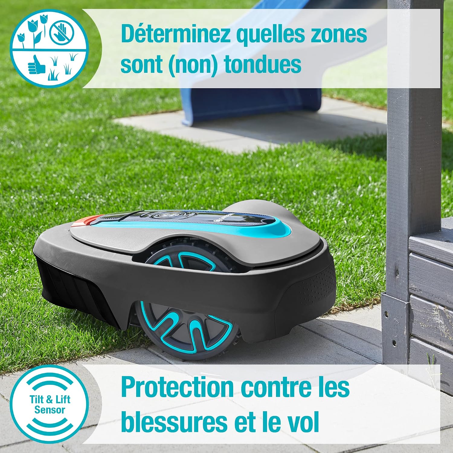 Gardena Tondeuse Robot Smart SILENO City 500 m² Set: Technologie Lona IA innovante, réglage Via Application, SensorControl, pour pentes 35% Max, passerelle Smart, FR-Version (19602-66) – Image 6