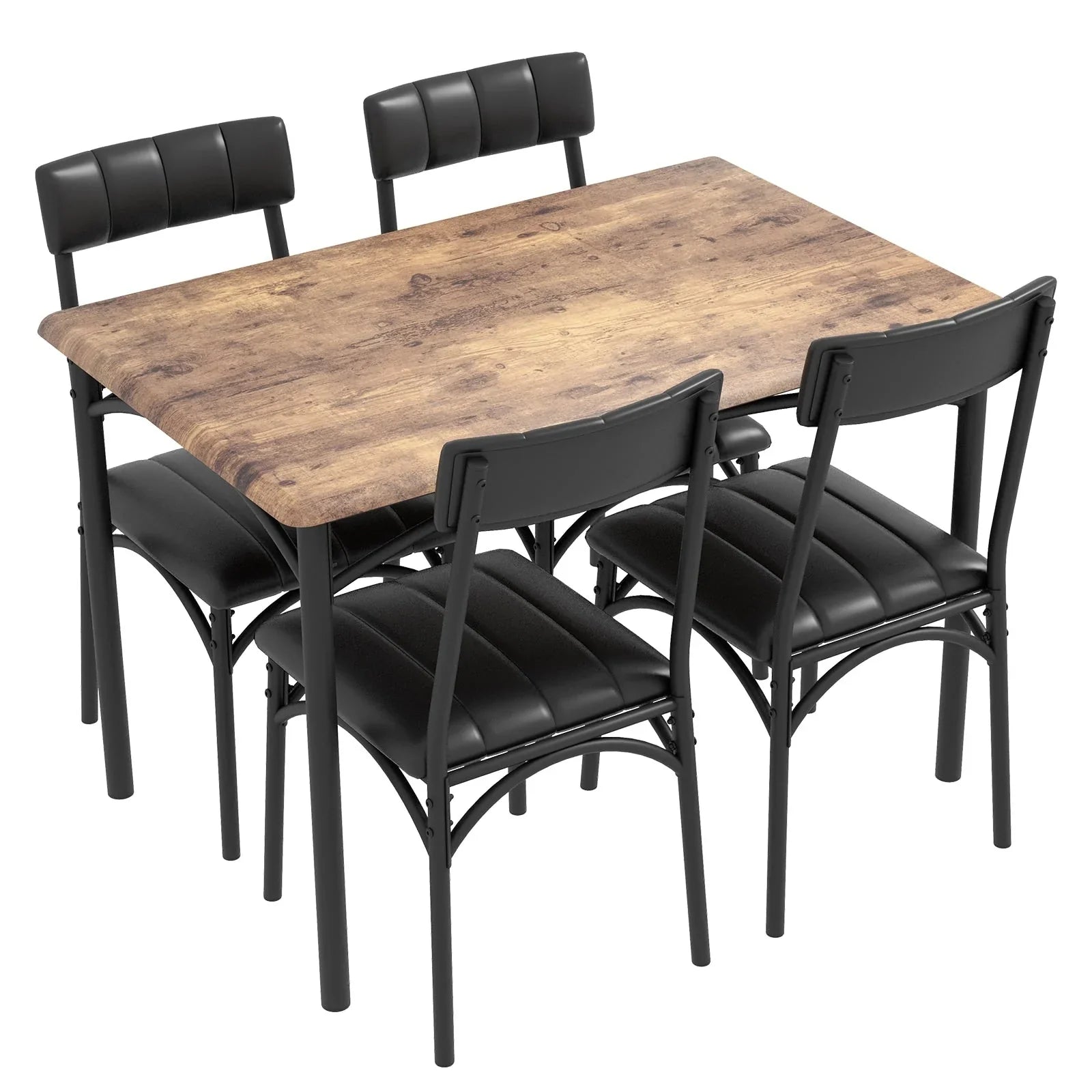 Rectangular Dining Table Set for 4 with Upholstered Chairs – Image 10