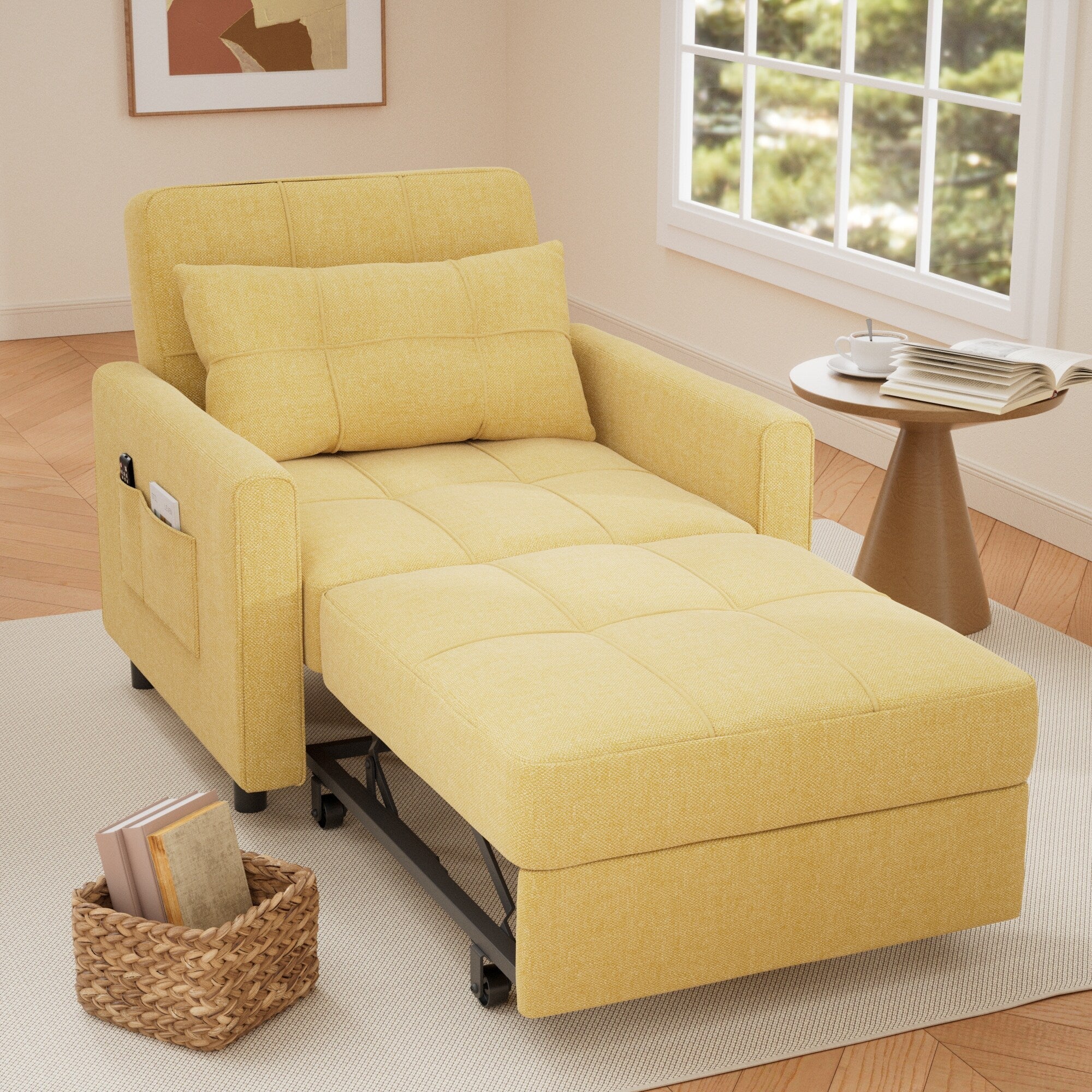 3-in-1 Adjustable Sleeper Sofa Bed, Pull Out Chair Sofa, Convertible Folding Bed for Living Room – Image 90