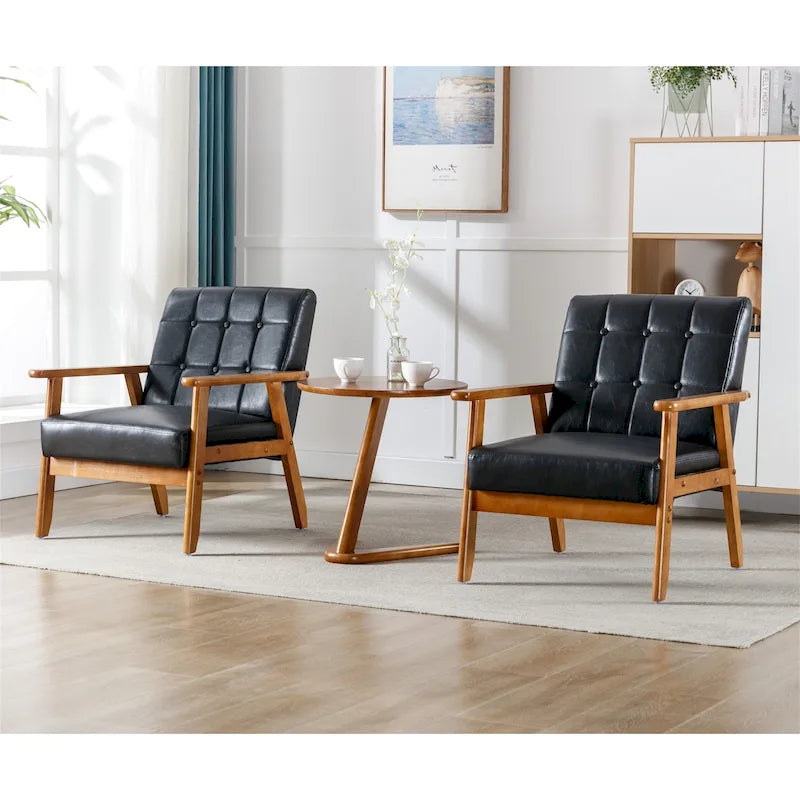 Mid Century Modern Accent Chairs Set of 2 with Side Table – Image 7