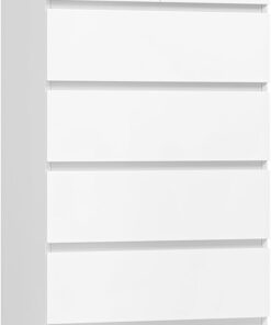 FOREHILL Commode 7 Tiroirs Commode Chambre Adulte Chiffonnier Haut Commodes Rangement Blanche Armoire à Tiroirs pour Salon Couloir en Bois 60x40x119cm