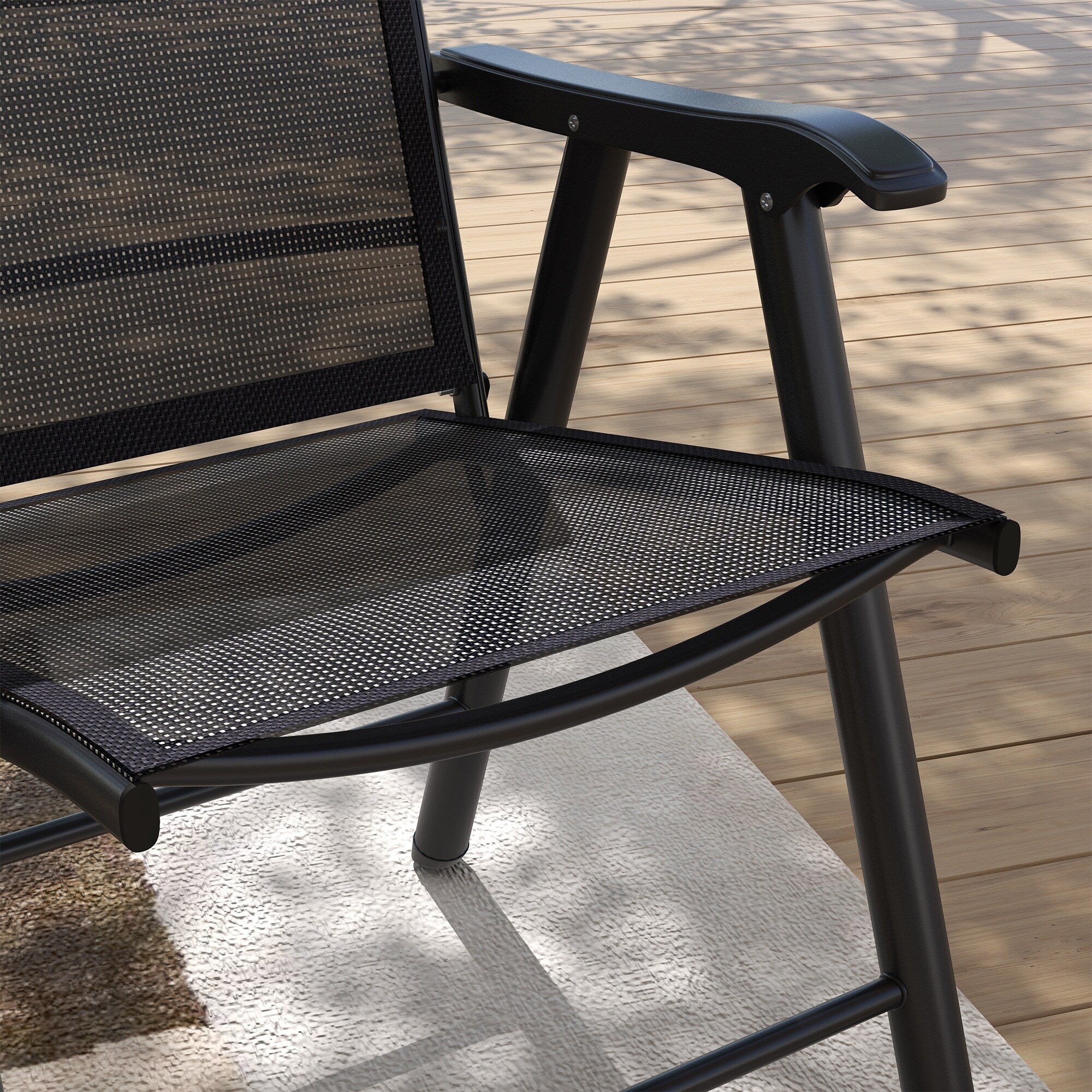 Outsunny 4-piece Folding Patio Chair Set with a Simple & Chic Design, Comfortable for the Deck, Garden, Yard & Travel – Image 18