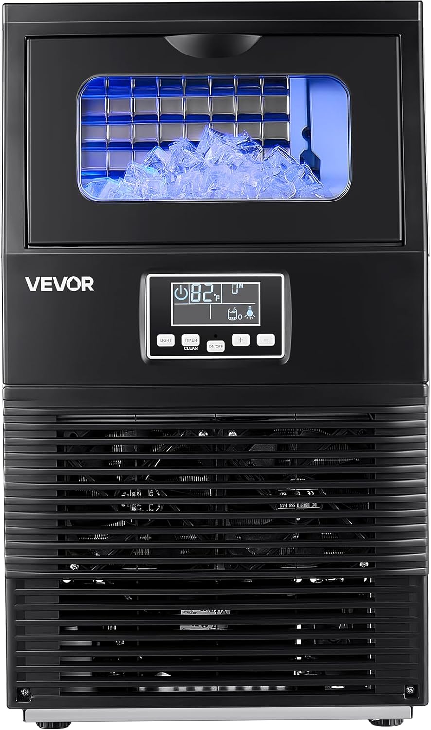 VEVOR Machine à Glaçons Commerciale 36 kg/24 h, Appareil de Préparation de Glaçons avec Capacité de Stockage de 5 kg, 32 Cubes par Cycle, avec Écran LED et Nettoyage Automatique, Restaurant Bar – Image 9