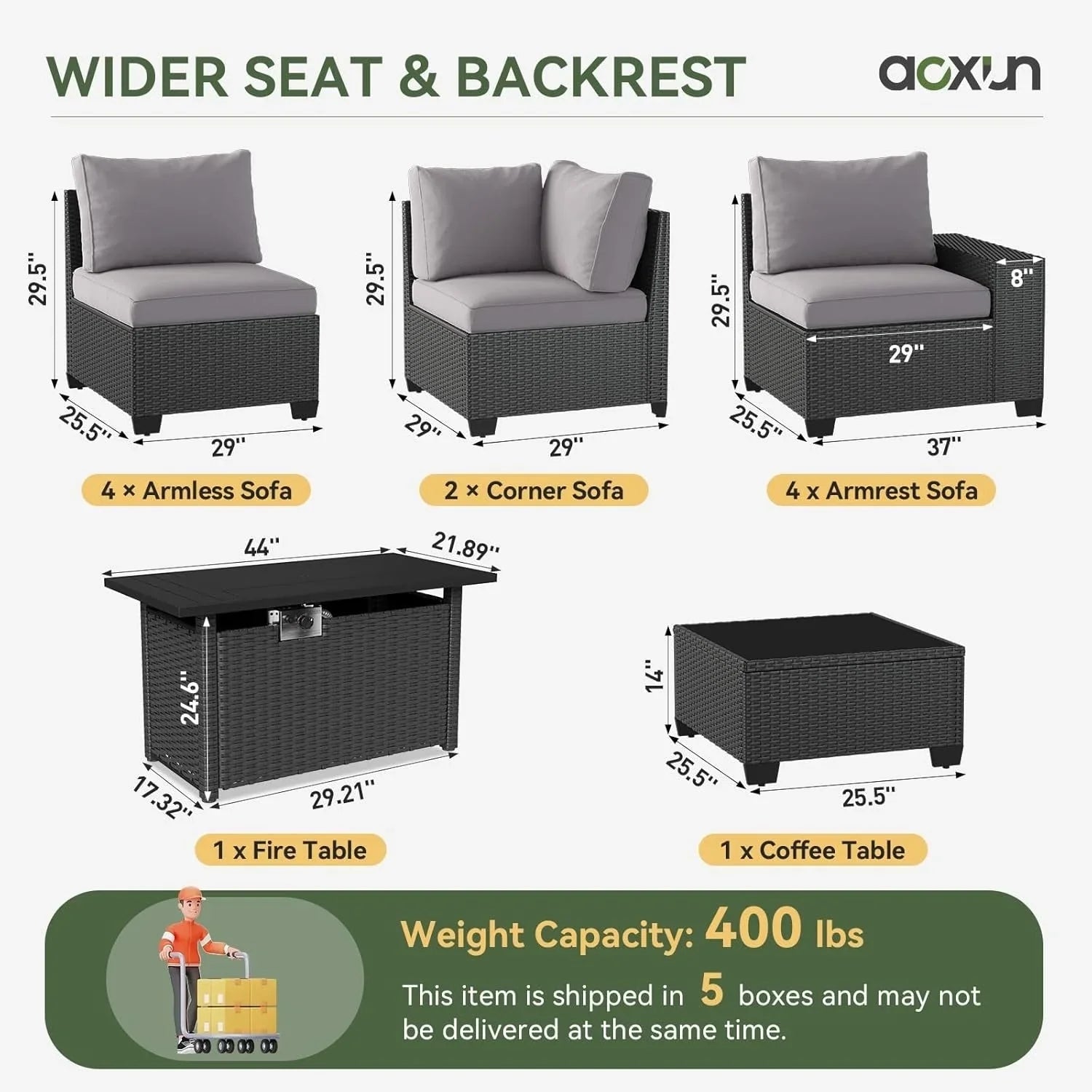 Outdoor Patio Furniture Sets with 4in Thicken Cushion – Image 46
