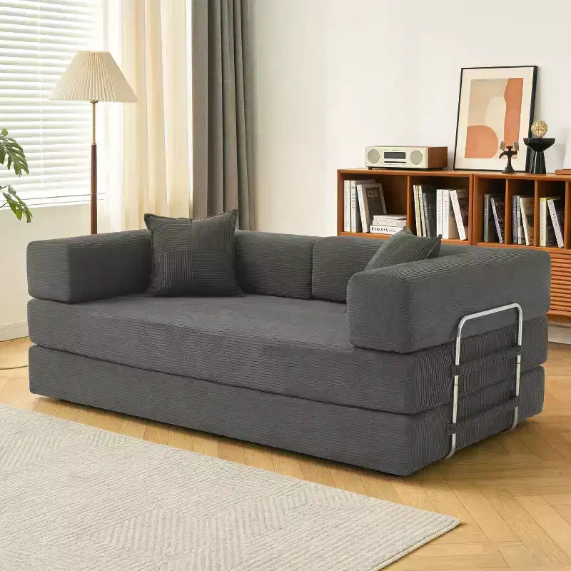 Dyonery 78Folding Sofa Bed Convertable Corduroy Couch King Size Floor Sleeper 4-in-1 DIY Combination Modular Sofa Fold Out Comfy sofa. – Image 14