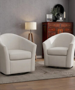 Set of 2 Modern Upholstered Swivel Barrel Chair Living Room Accent Chair