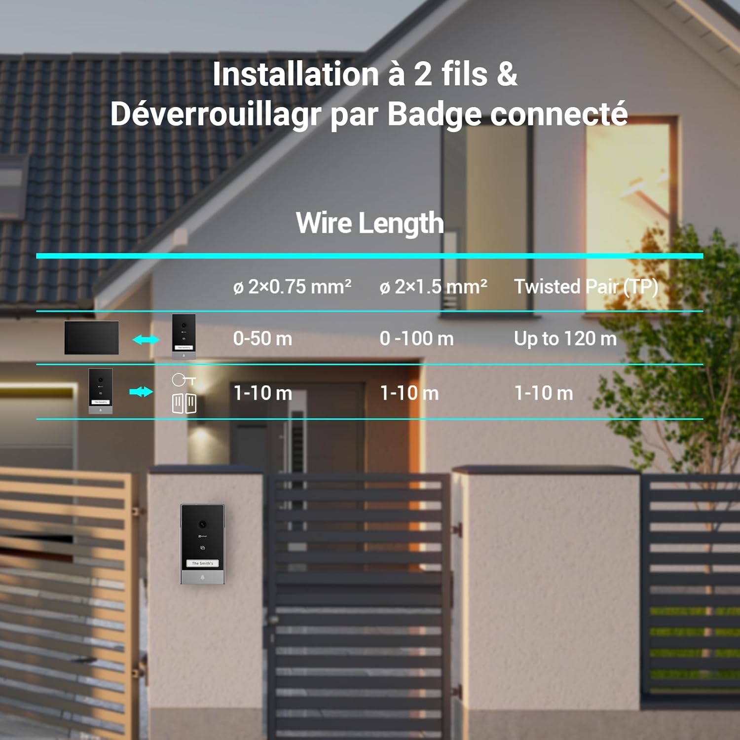 EZVIZ HP7 2K Visiophone Connecté Interphone Vidéo, 7 Pouces Moniteur Tactile, Unlock à Distance, 2 Fils, Détection Humaine, Option RFID, Audio Bidirectionnel, Vision Nocturne, étanche, WiFi dual-Band – Image 9