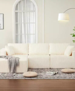 108'' Modular Sectional Sofa, Corduroy Sponge Compression Sofa with Deep Seat, Comfy Memory Foam Sofa for Living Room Bedroom, No Assembly Required