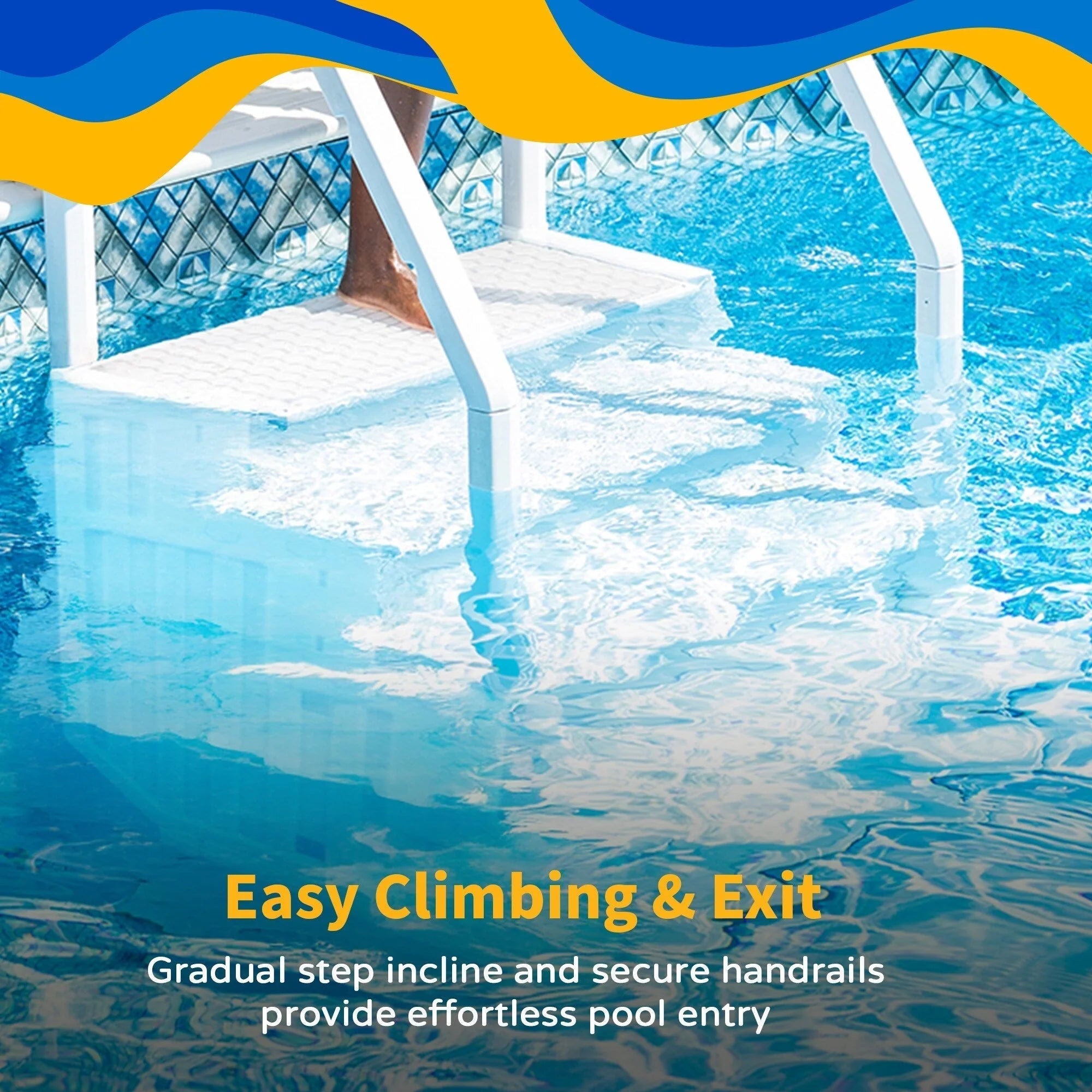 Blue Wave Easy Pool Step With Outside Ladder for Above Ground Pools - 32.5 in. W x 56 in. D x 81 in. H – Image 5