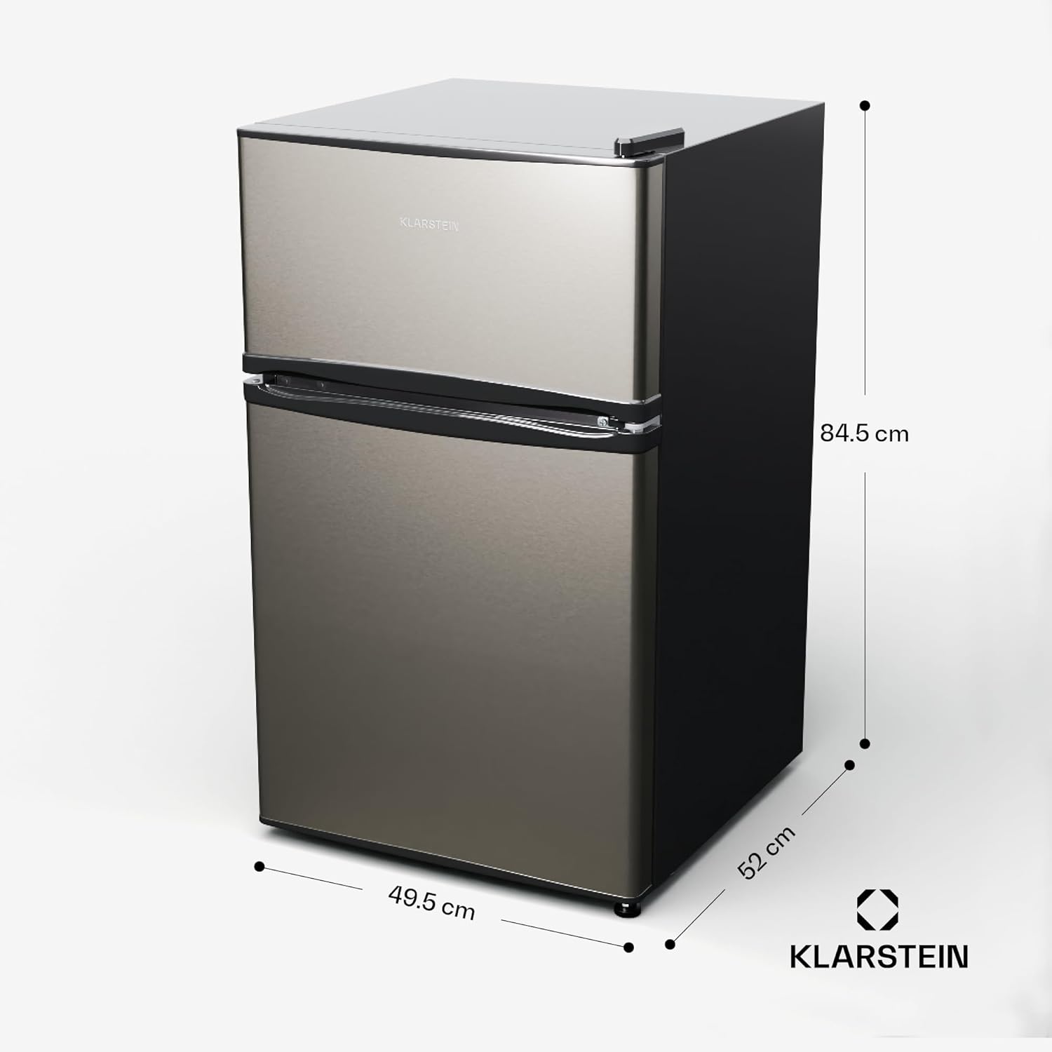 KLARSTEIN Big Daddy Cool - Frigo réfrigérateur, réfrigérateur combiné, Compartiment bouteilles, Bac légumes, Eclairage intérieur, Look moderne, Nettoyage facile, Pieds réglables, 86 L - Argent – Image 8