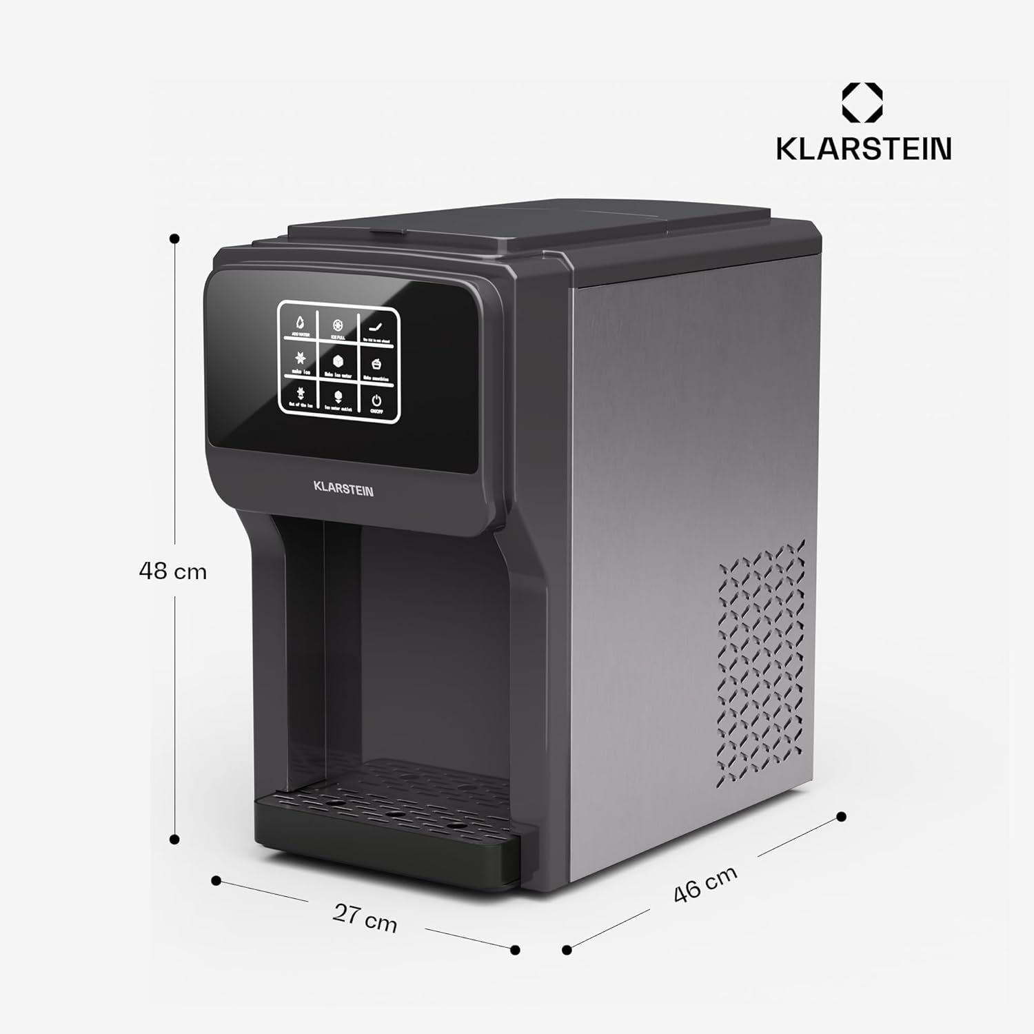Klarstein ArcticBlend 3-en-1 machine à glaçons, 20 kg/24 h, glaçons et glace pilée, distributeur d'eau, réservoir 6 L, acier inoxydable, machine à glacons maison, noir – Image 7