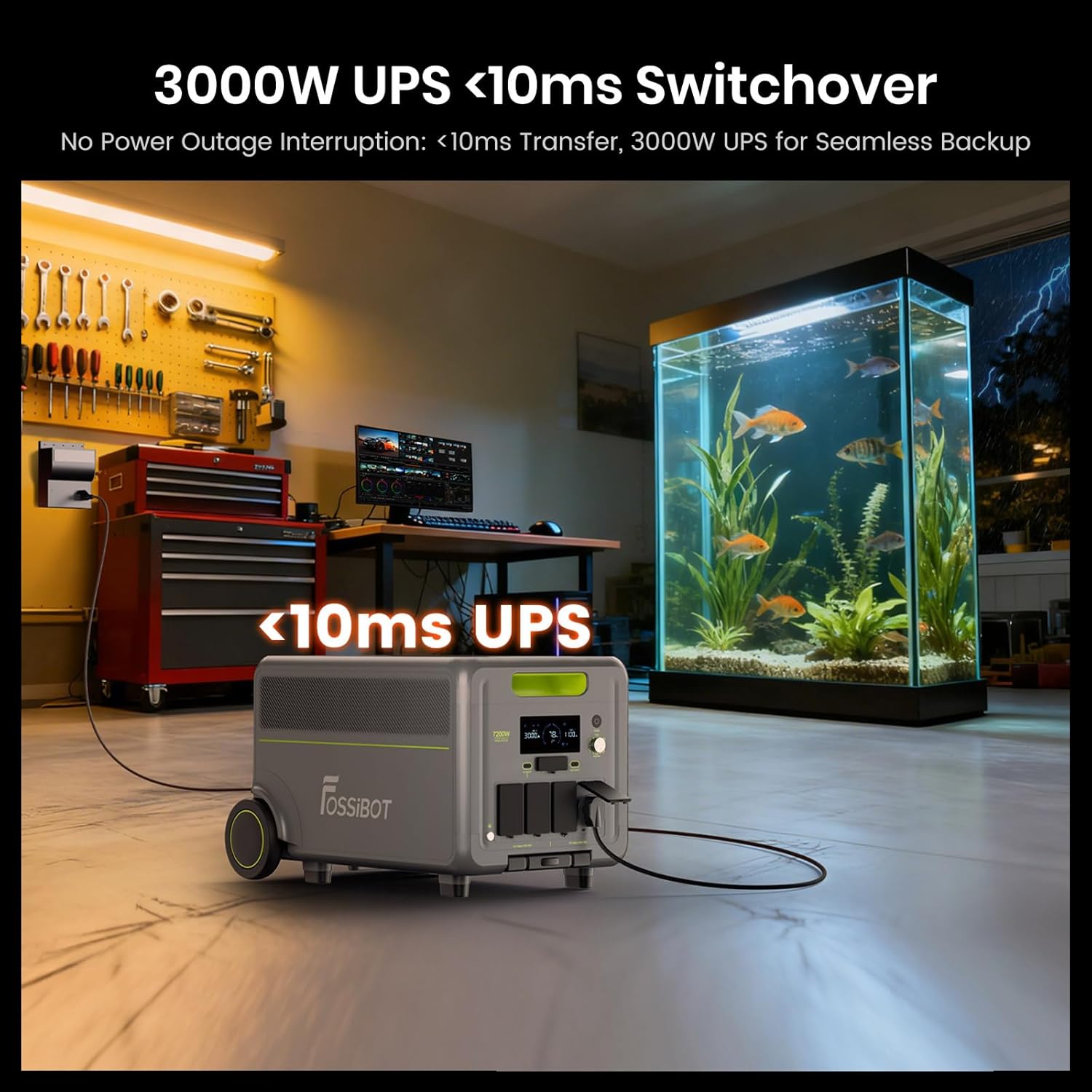 FOSSIBOT F7200 Station Électrique Portable 7200W, Batterie LiFePO4 5.2-15.6kWh, AC+Solair 5200W Max Entrée, UPS 3000W – Image 14