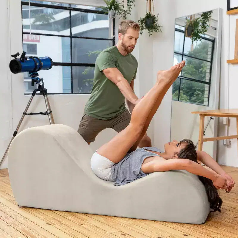 Avana Sleek Chaise Lounge for Yoga - Made in The USA - Great for Stretching, Relaxation, Exercise & More, 60D x 18W x 26H Inch, Light Grey – Image 19