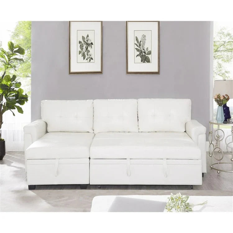 Convertible Reversible Sectional Sofa with Pull-Out Sleeper Bed, Hidden Storage Chaise, and Durable Legs – Image 32