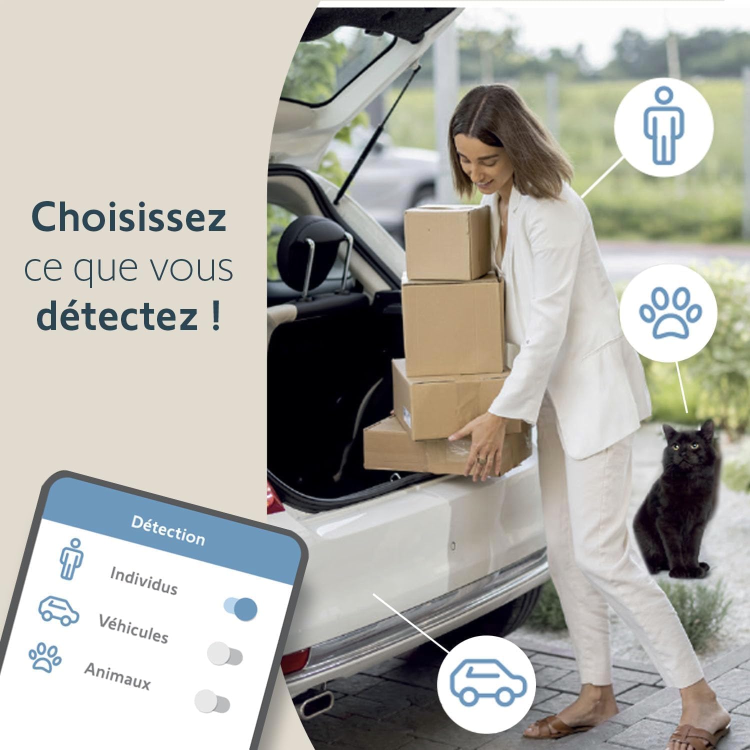 somfy 1875340 – Pack de 2 Outdoor Camera 2 Blanches, Caméras avec détection de Mouvement Intelligente, Sirène intégrée de 110 DB, Branchement Possible sur Un luminaire existant, Images Full HD 1080p – Image 4