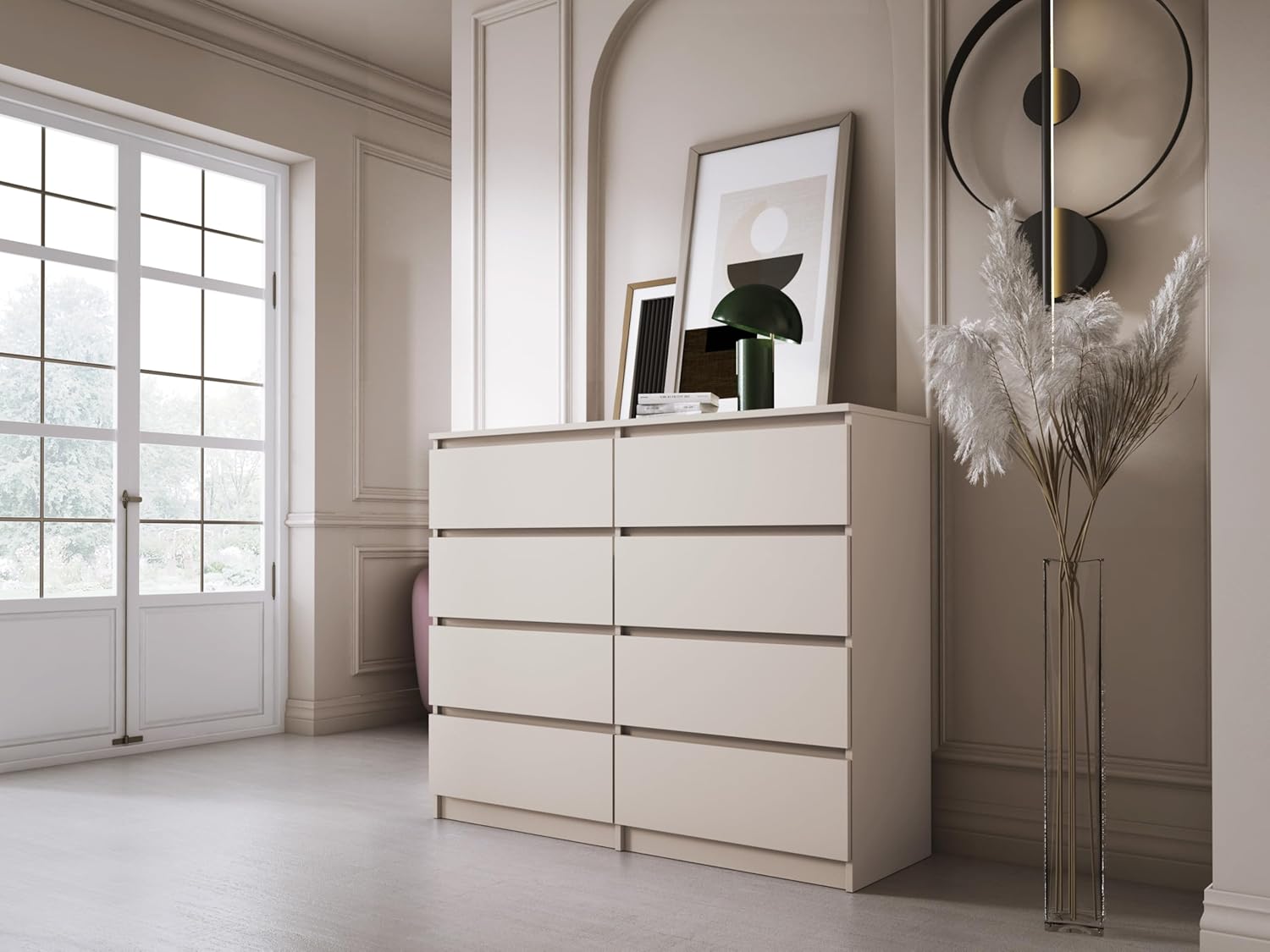 3E 3xE living.com Commode Large 8 tiroirs – Cachemire, 120 x 102 x 39 cm – Solution de Rangement élégante – Image 4