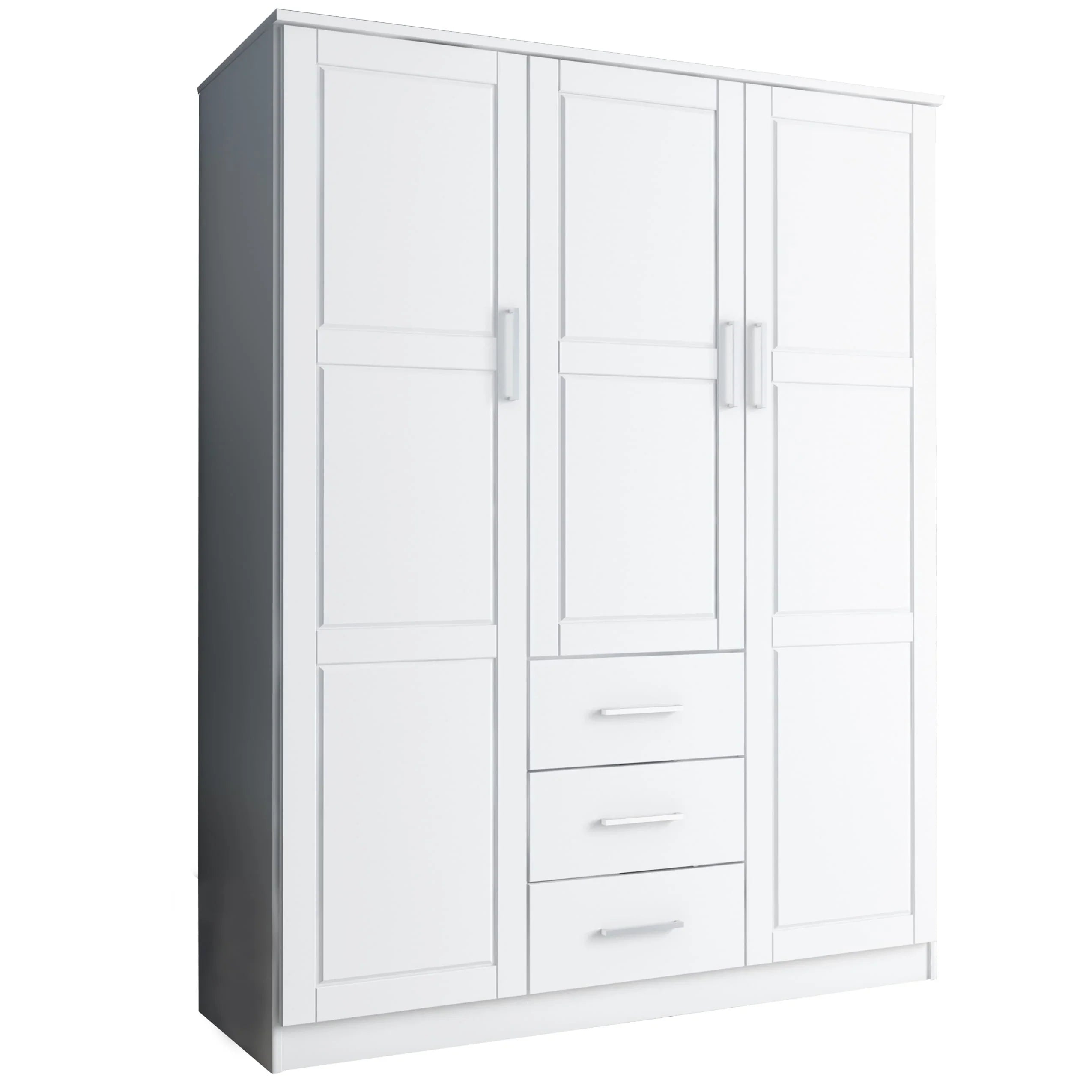 Palace Imports 100% Solid Wood Cosmo 3-Door Wardrobe Armoire with Solid Wood or Mirrored Doors – Image 20