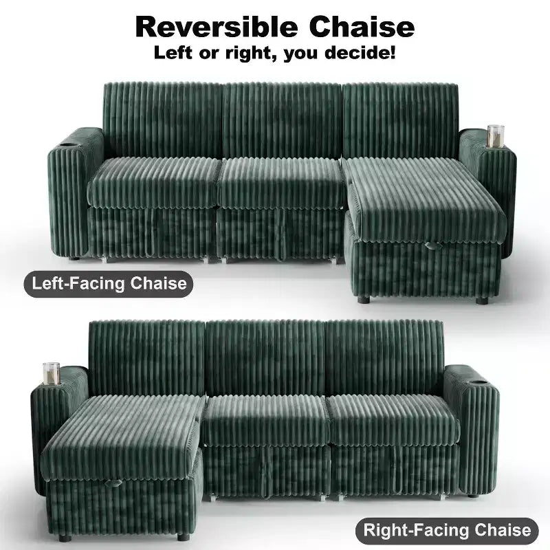 L-Shaped Sectional Sleeper Sofa with Pull-Out Bed, USB Ports & Storage – Image 25