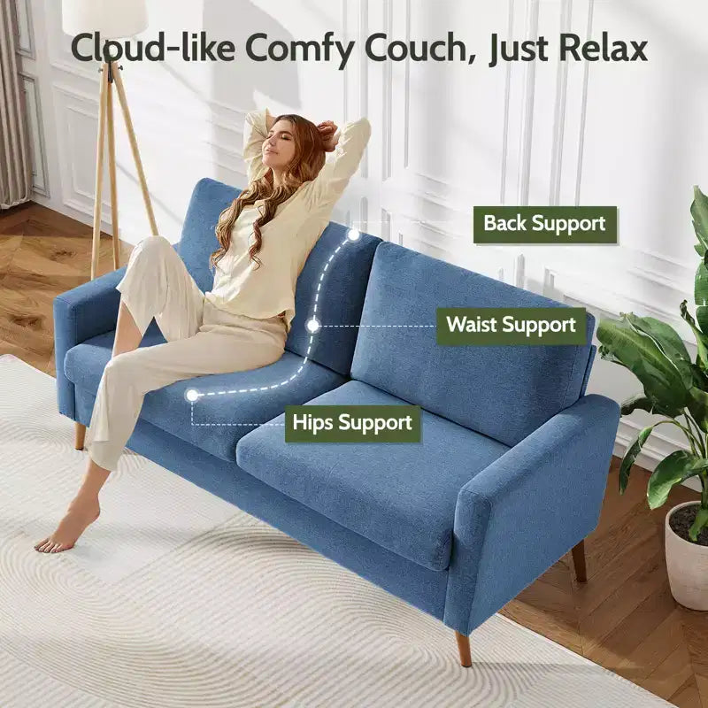68 Loveseat Sofa Comfy Couch,Modern Loveseat Couches for Living Room/Bedroom,Comfy Sofa with Spring Cushion,Solid Wood,Tool-Free Assembly – Image 17