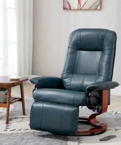 HomCom Faux Leather Adjustable Manual Swivel Base Recliner Chair with Comfortable and Relaxing Footrest