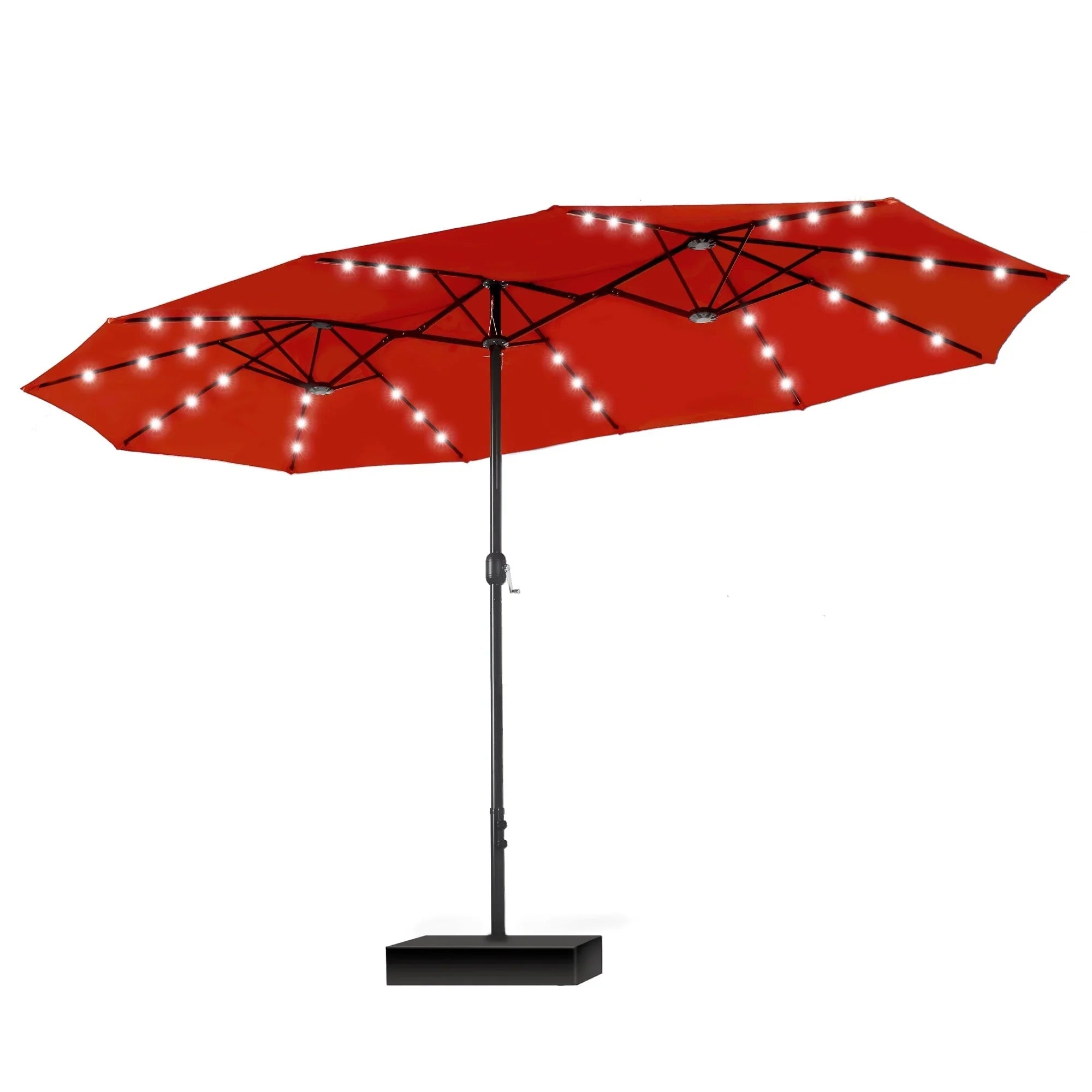 MAISON ARTS 15-foot Rectangular Crank Double-sided Outdoor Market Umbrella Solar LED Lighted Patio Umbrella with Base Included – Image 65