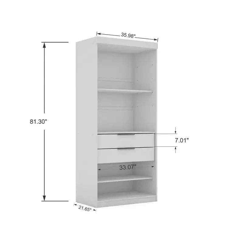 Set of 2 Mulberry 2.0 Wardrobe Closet White - Manhattan Comfort: Bedroom Storage, Hanging Rods, Modern Design – Image 5