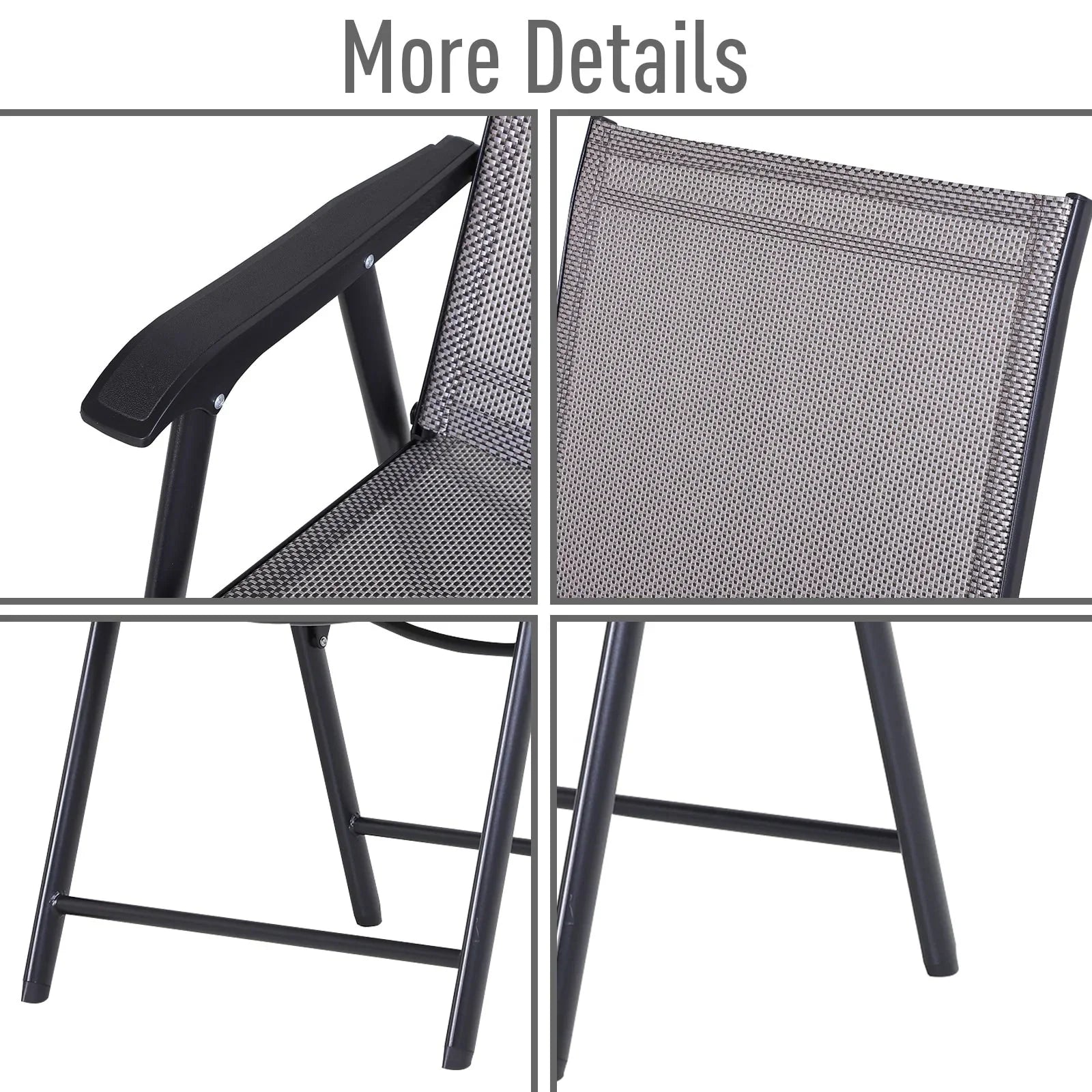 Outsunny 4-piece Folding Patio Chair Set with a Simple & Chic Design, Comfortable for the Deck, Garden, Yard & Travel – Image 21